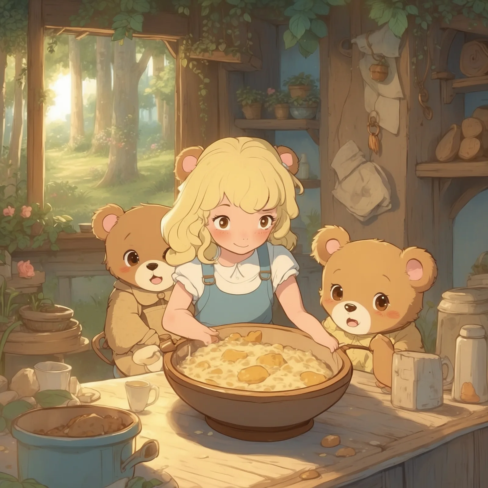 Illustration from the story Goldilocks and The Three Bears
