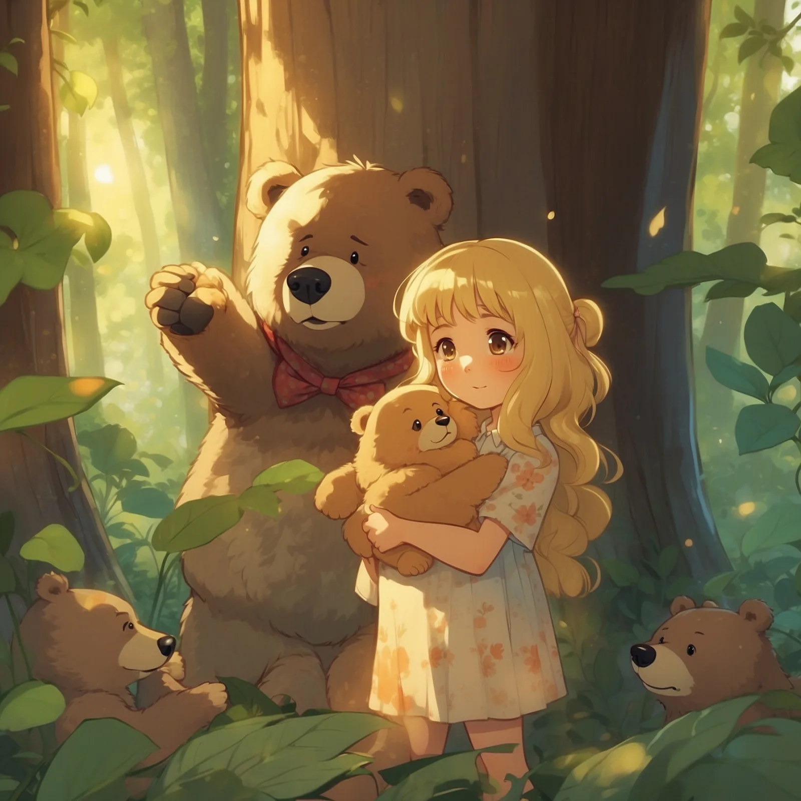 Illustration from the story Goldilocks and the FOUR Bears!
