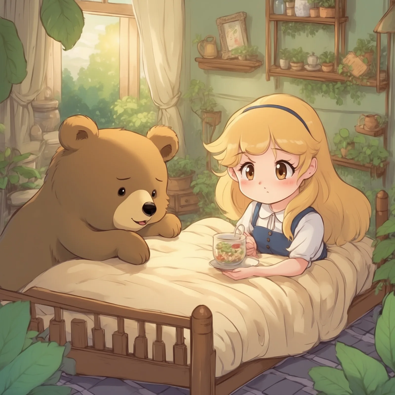 Illustration from the story Goldilocks and the FOUR Bears!