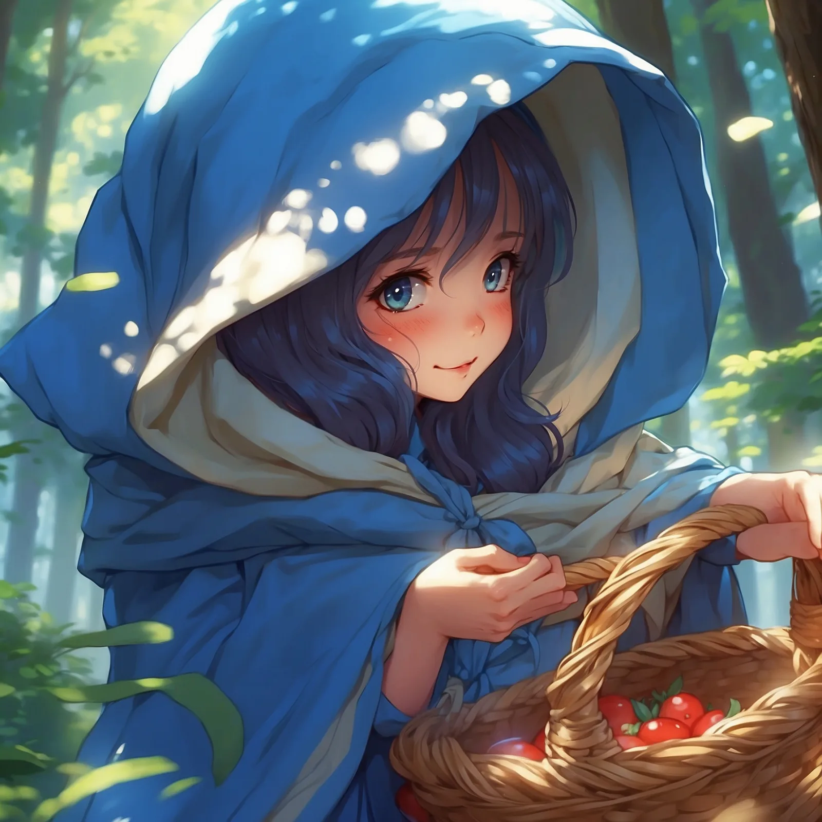 Illustration from the story Little Blue Riding Hood