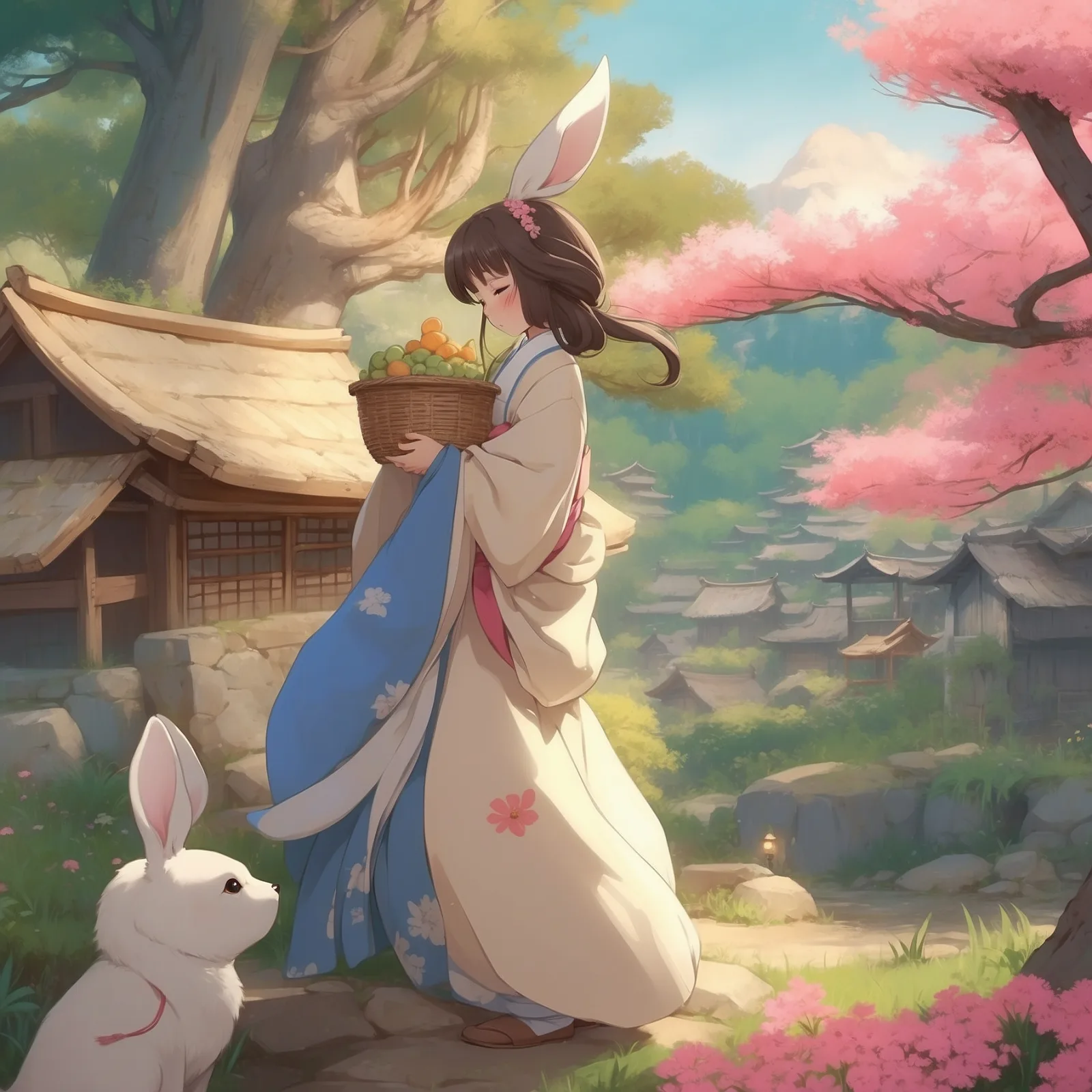 Illustration from the story Princess Hase, a Story of Old Japan