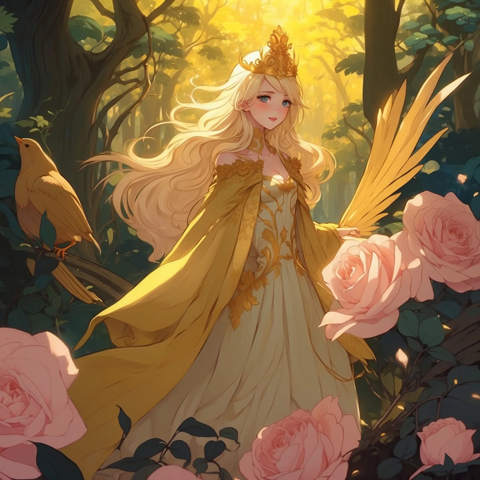 Illustration from the story Princess Rose and the Golden Bird