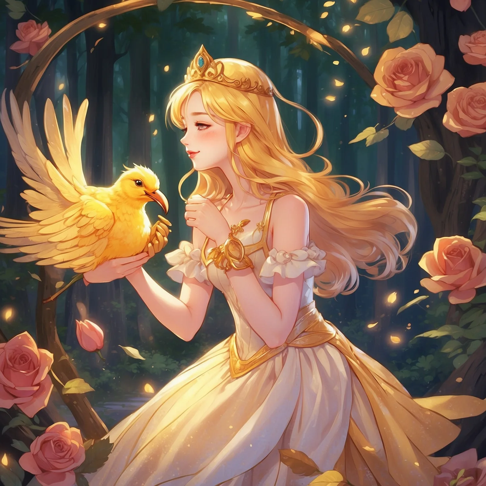 Illustration from the story Princess Rose and the Golden Bird