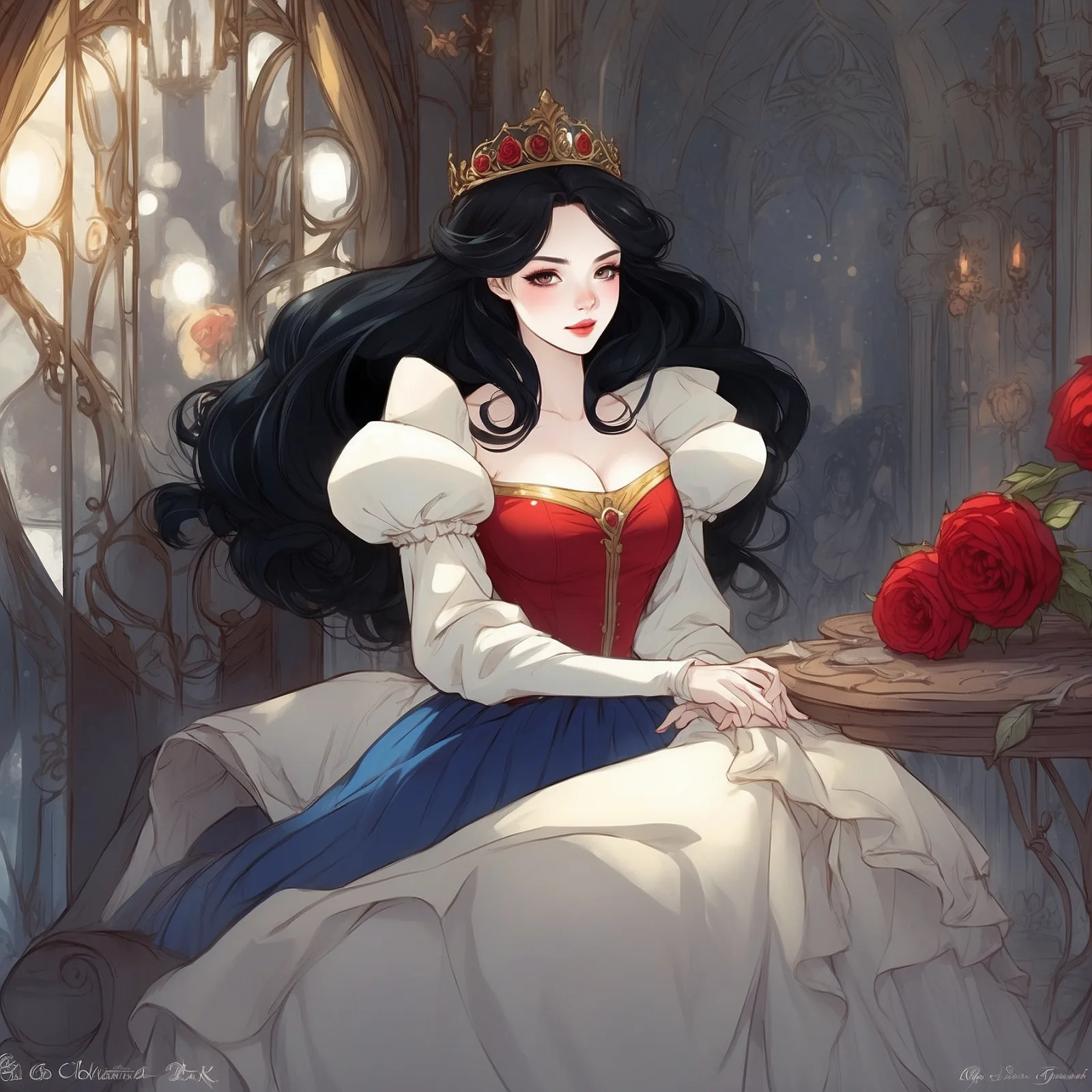 Illustration from the story Snow White and the Seven Dwarfs