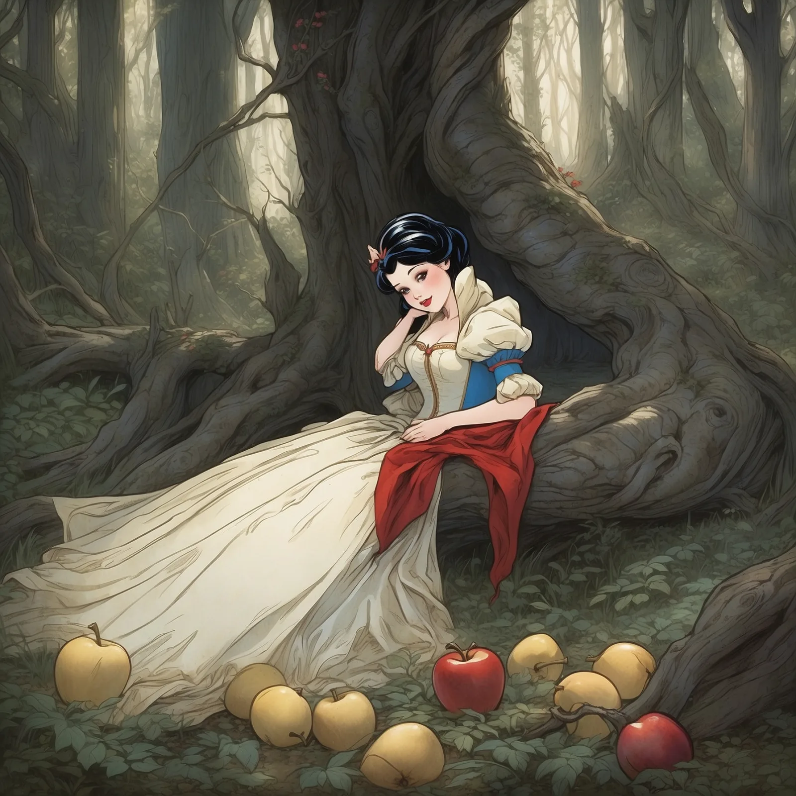 Illustration from the story Snow White and the Seven Dwarves