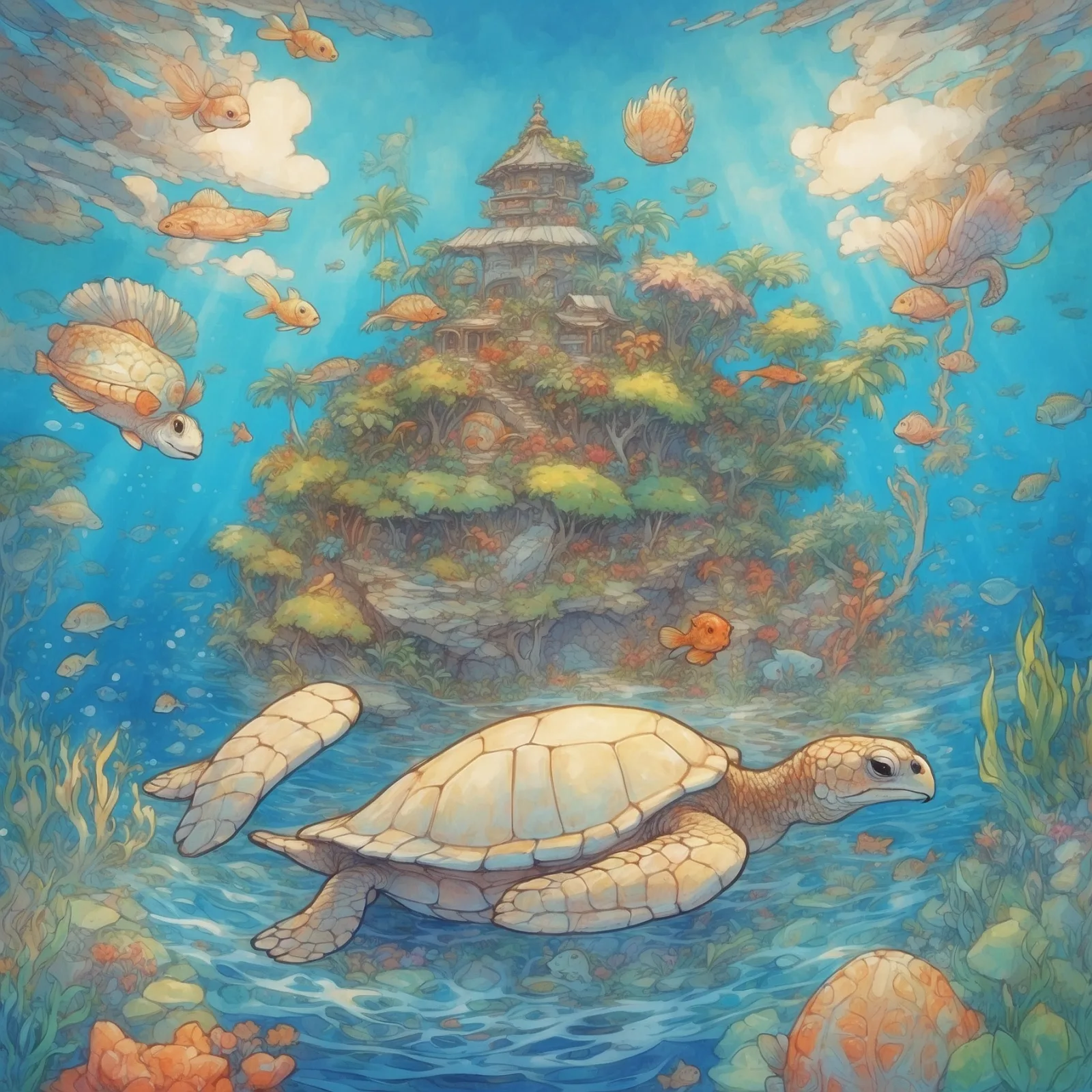 Illustration from the story Son of the Island and the Turtle