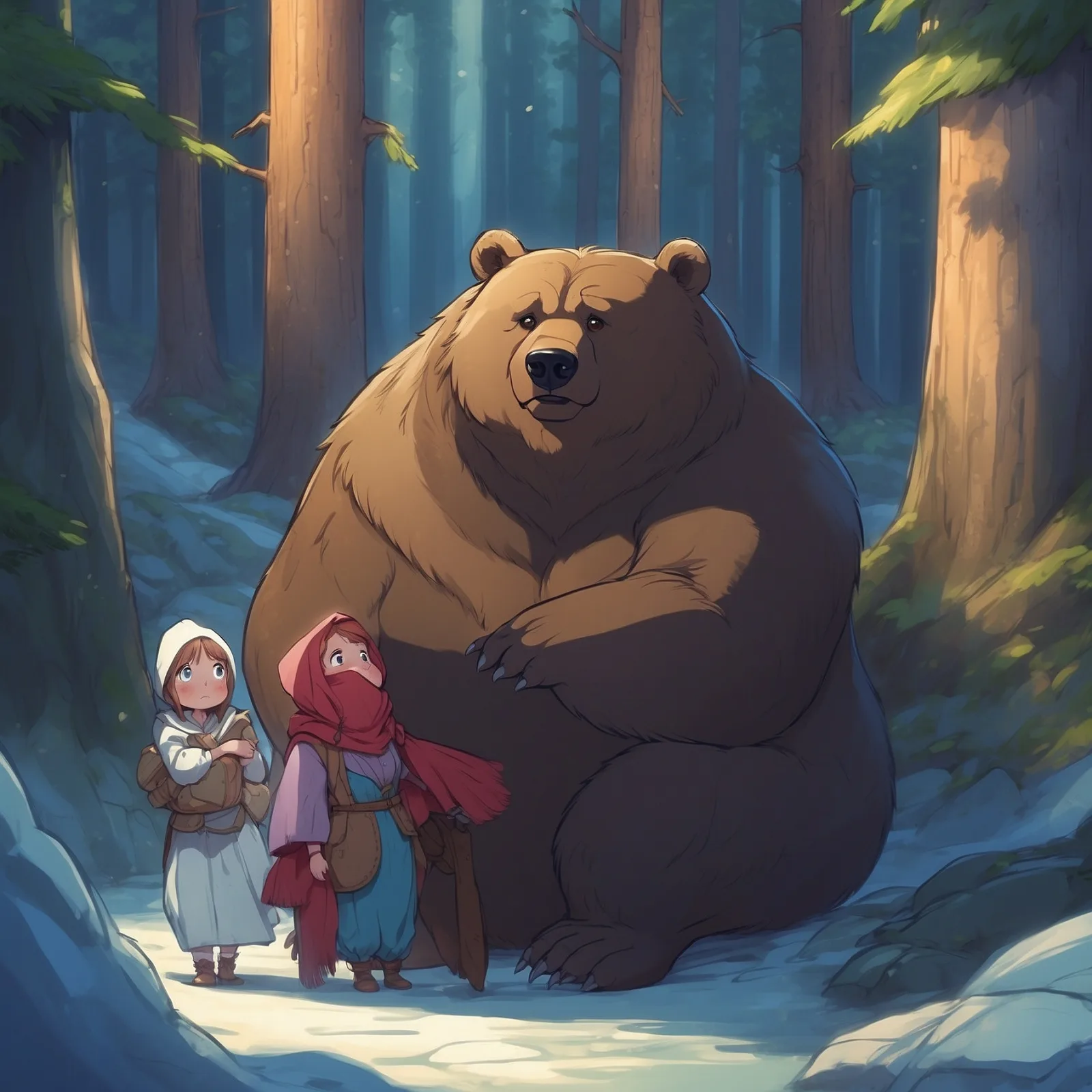 Illustration from the story The Bear and the Two Travellers