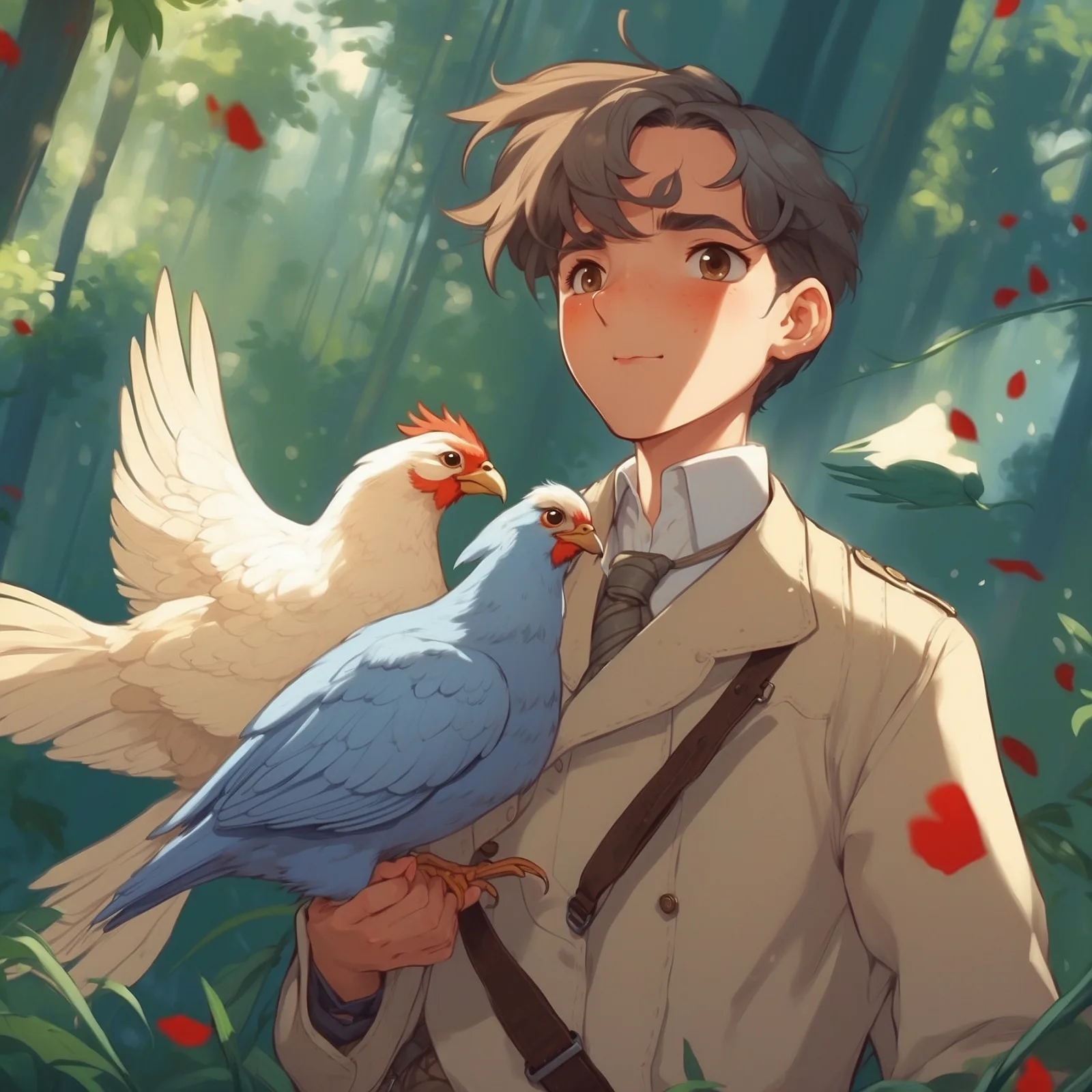 Illustration from the story The Birdcatcher, the Partridge, and the Cock