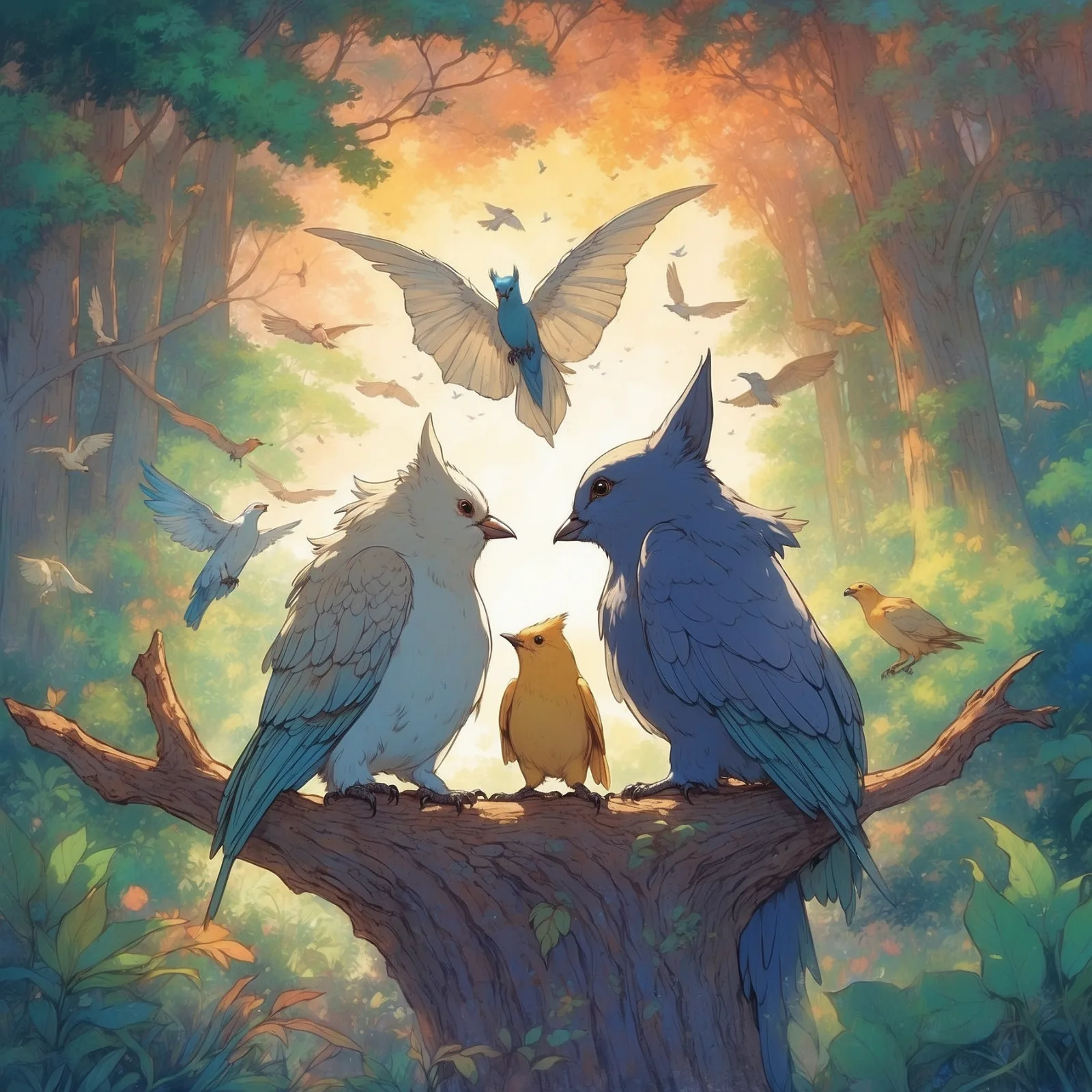 Illustration from the story The Birds, the Beasts, and the Bat