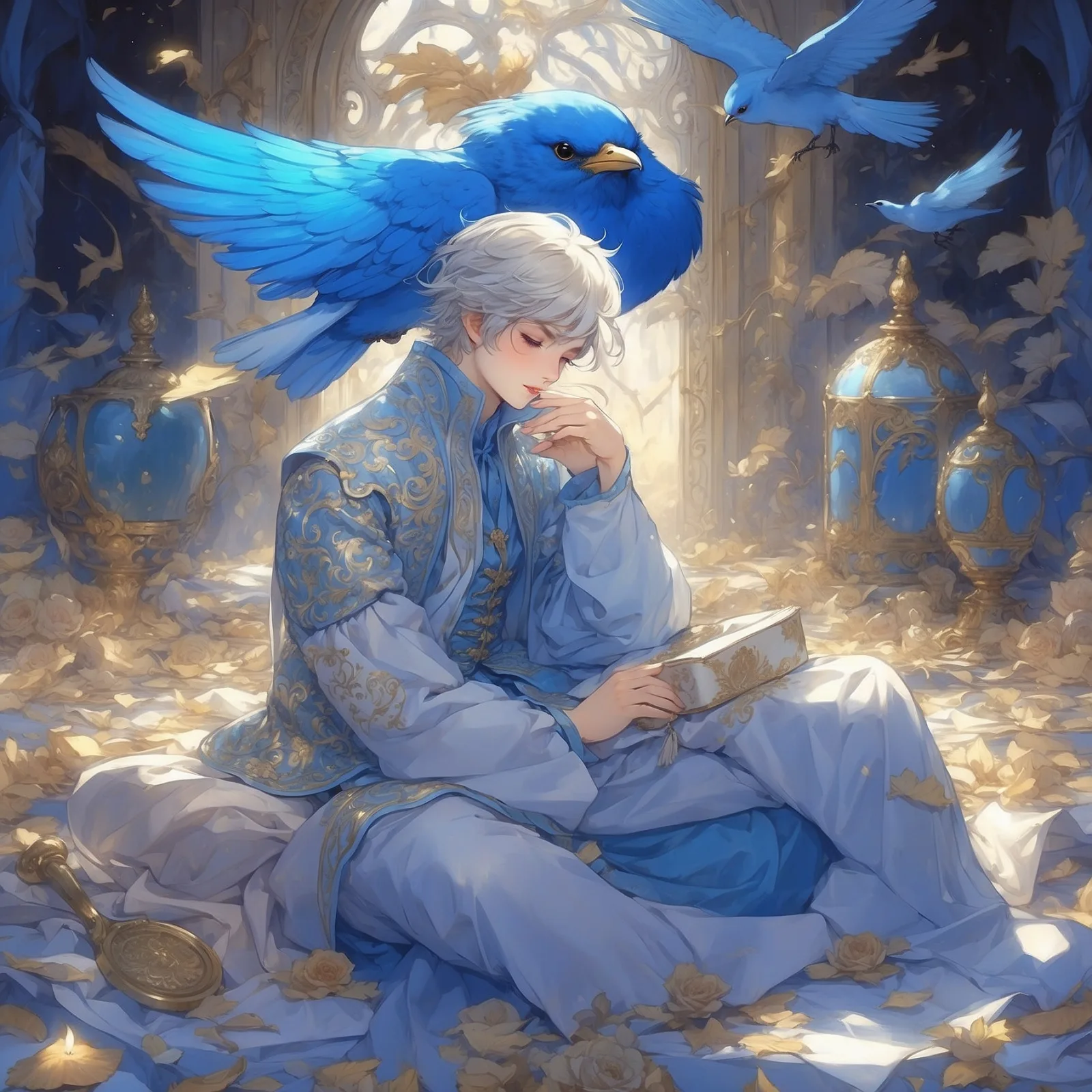 Illustration from the story The Blue Bird