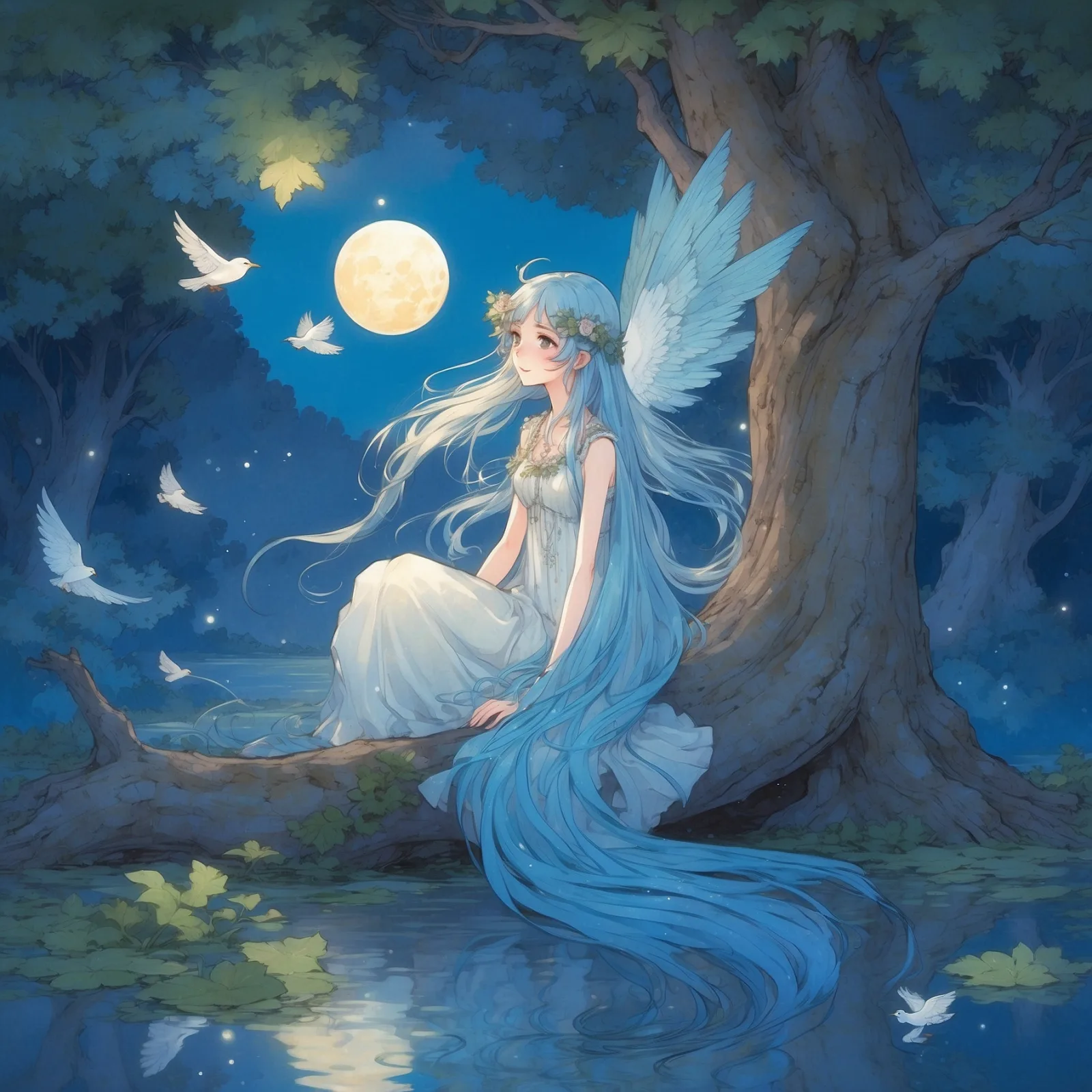 Illustration from the story The Blue Bird