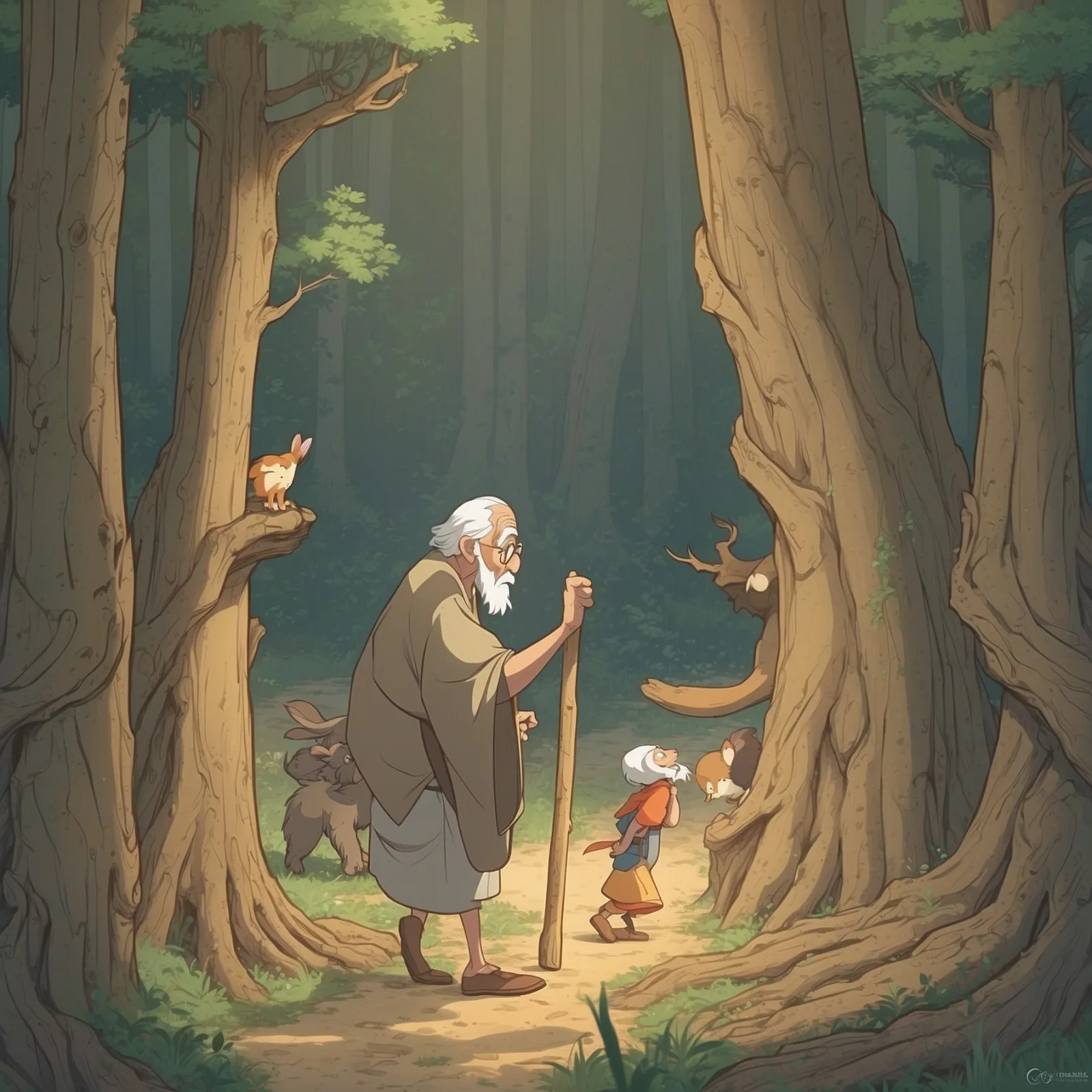 Illustration from the story The Bundle of Sticks