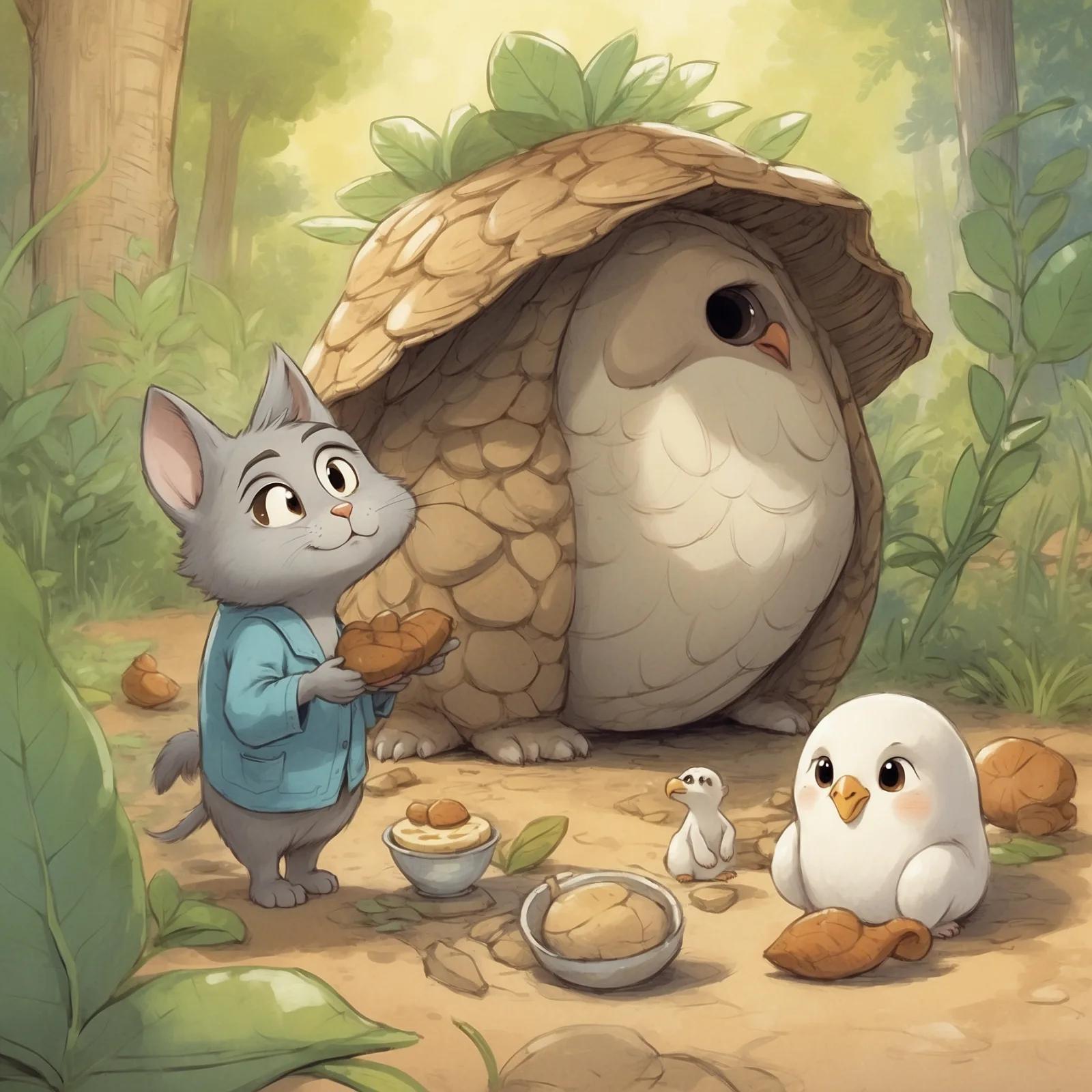 Illustration from the story The Cat Who Could Eat So Much
