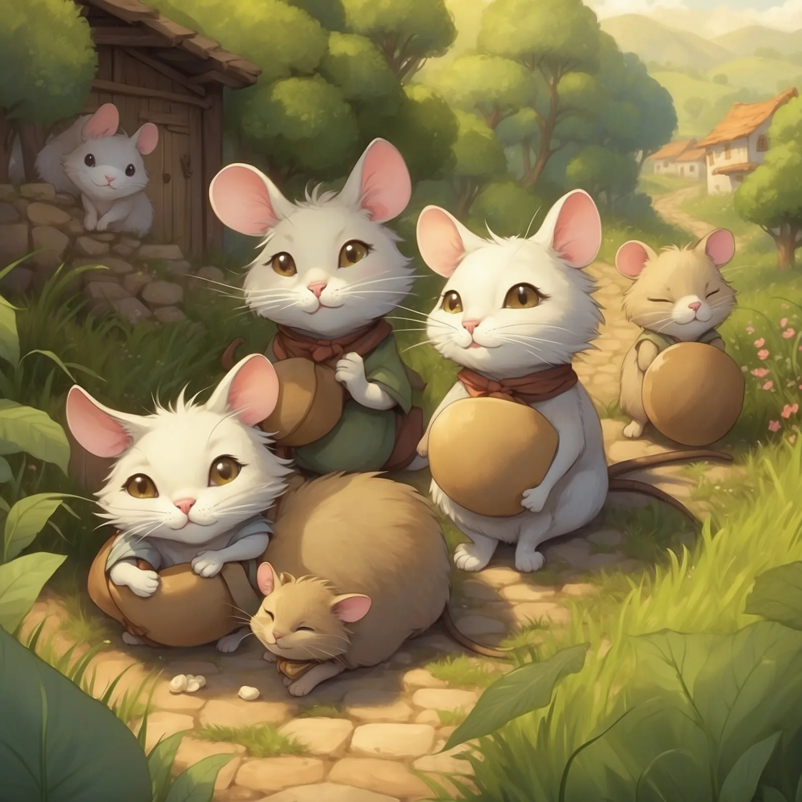 Illustration from the story The Cat and the Mice