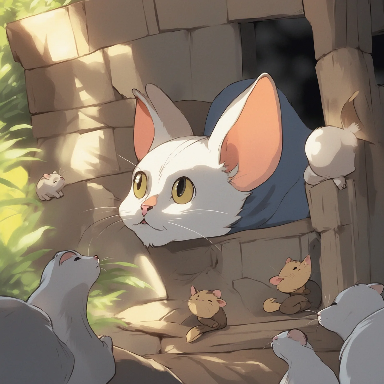 Illustration from the story The Cat and the Mice