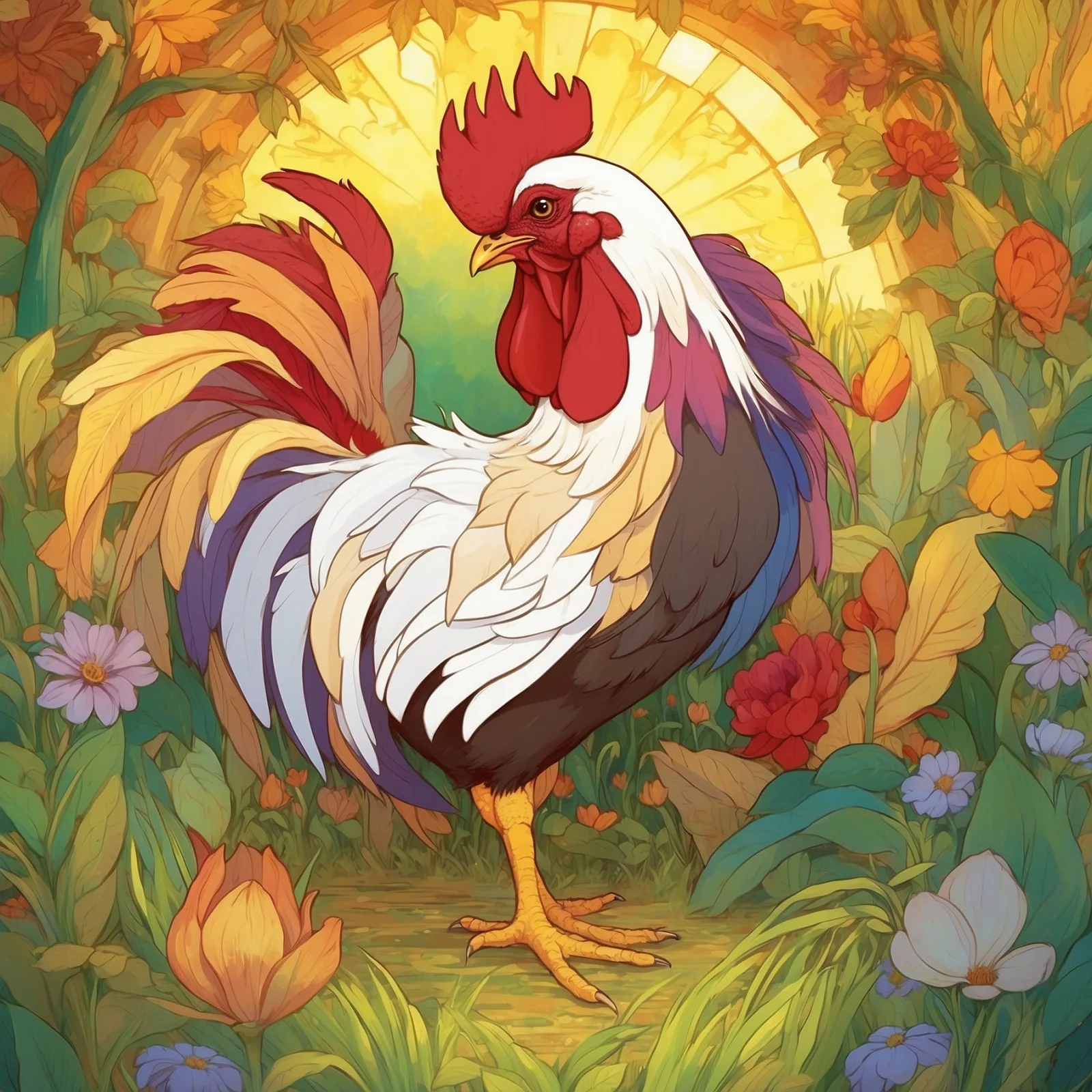 Illustration from the story The Cock and the Jewel