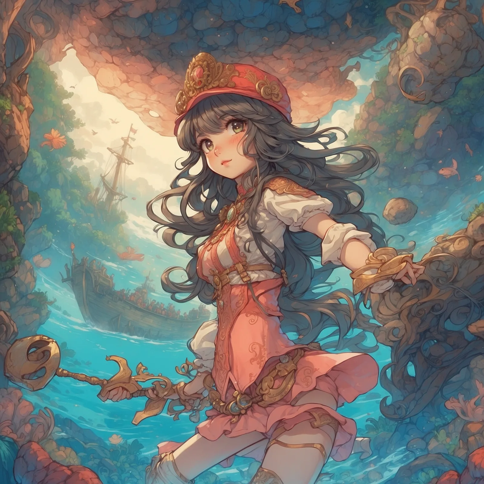 Illustration from the story The Coral Queen and the Space Pirate’s Curse