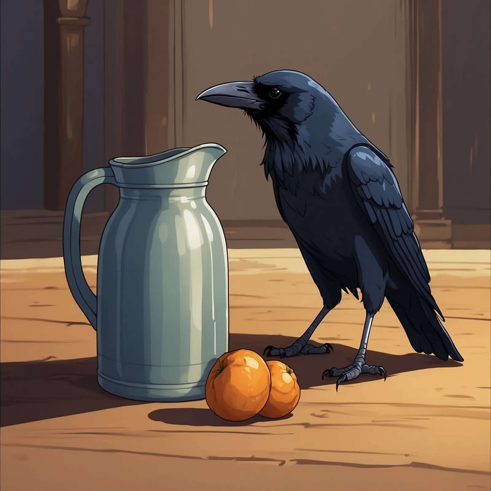 The Crow and the Pitcher – illustration