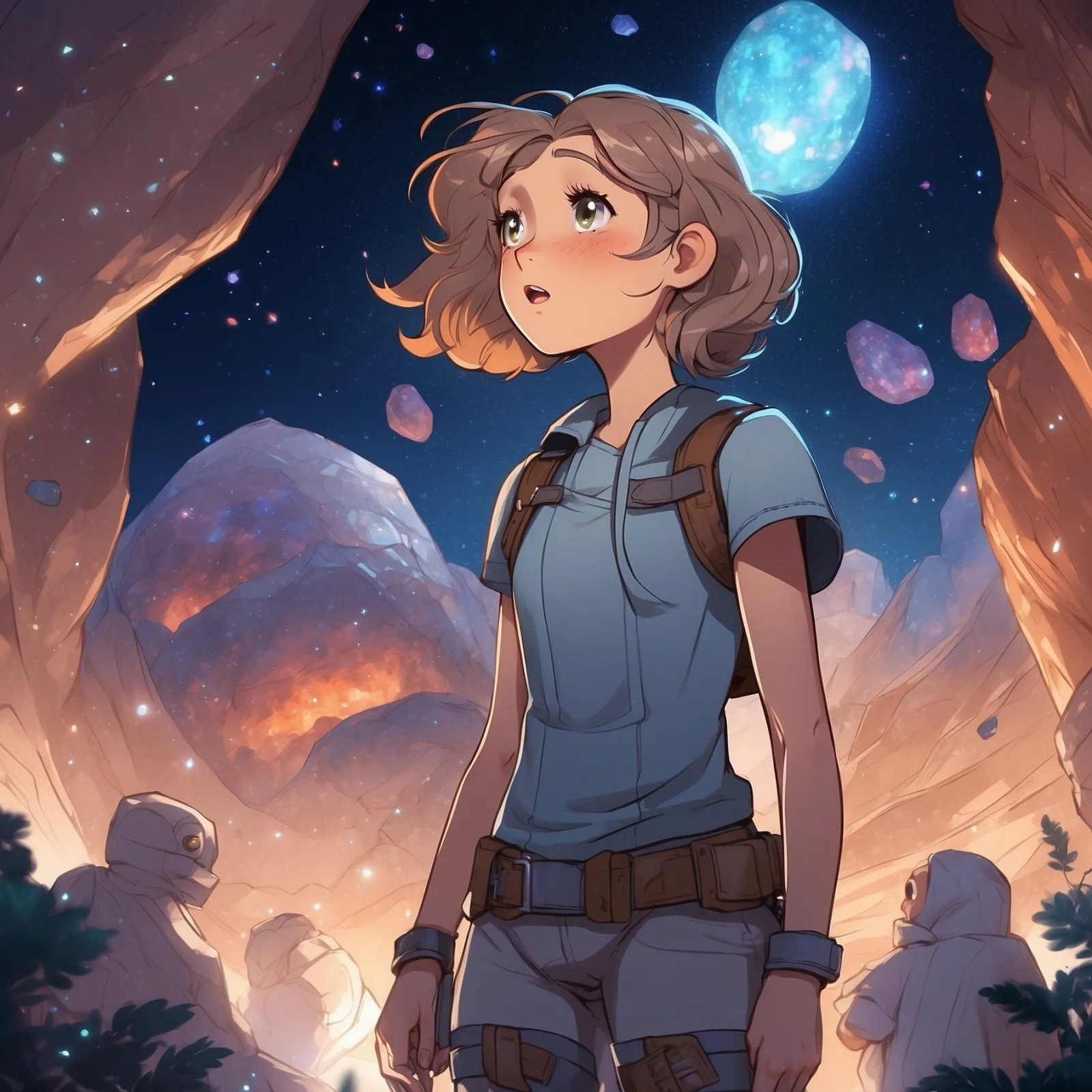 Illustration from the story The Crystal Caverns of the Asteroid Belt