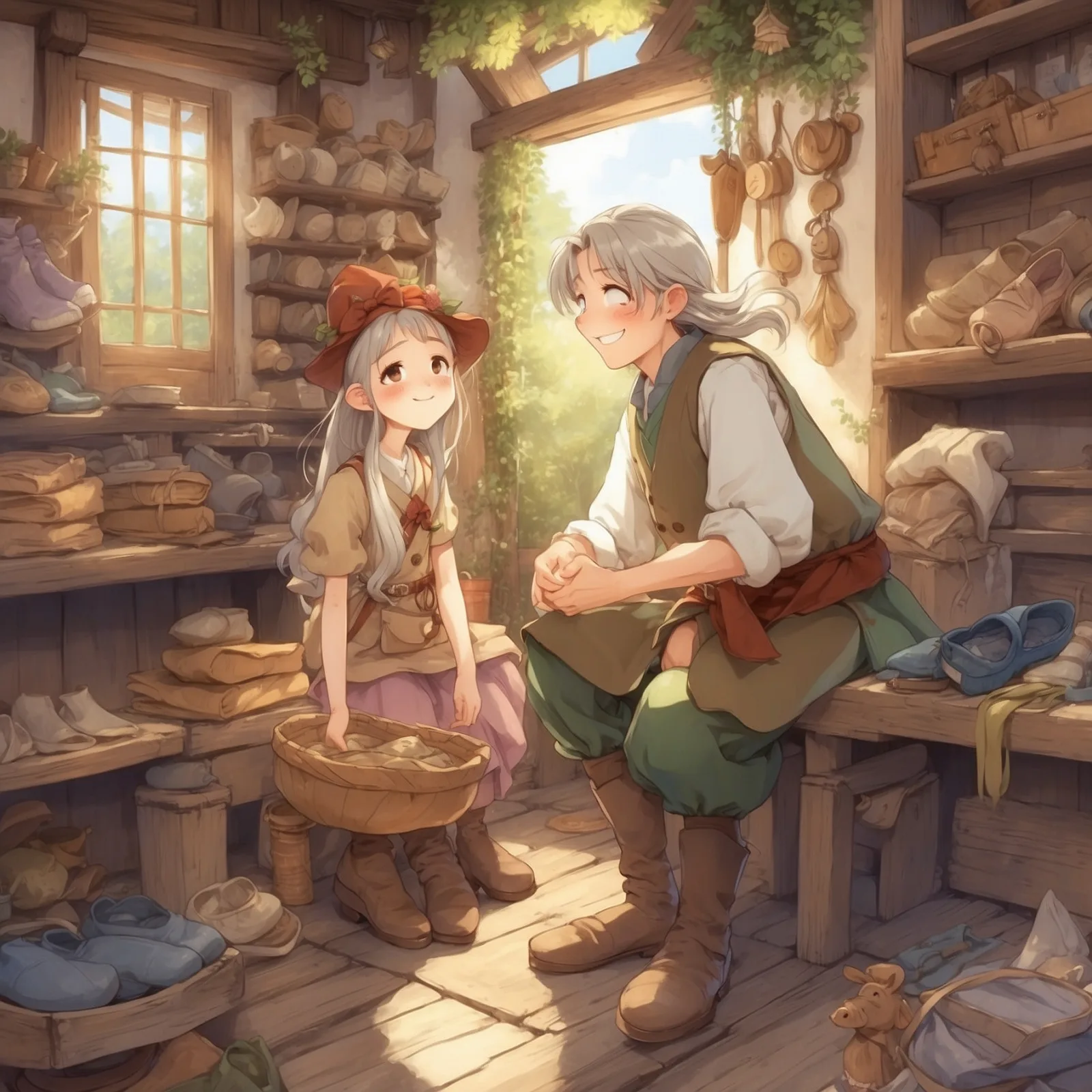 Illustration from the story The Elves and the Shoemaker