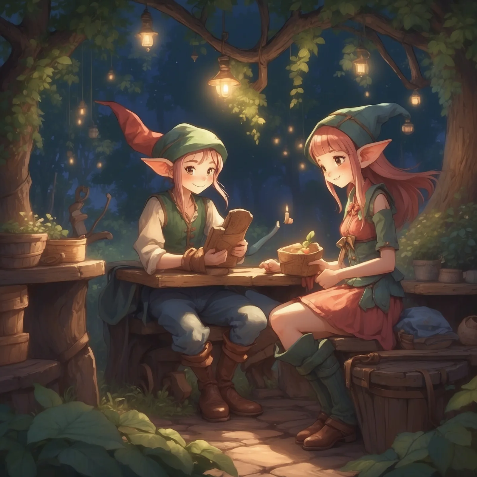 Illustration from the story The Elves and the Shoemaker
