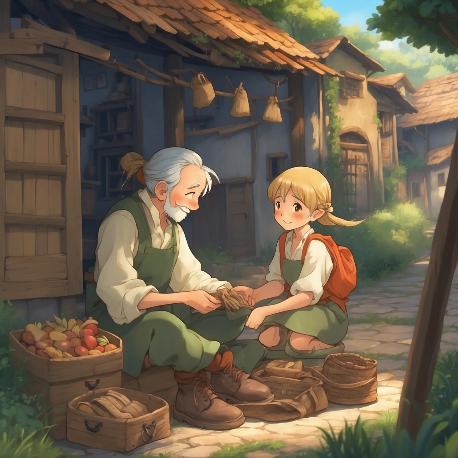 Illustration from the story The Elves and the Shoemaker