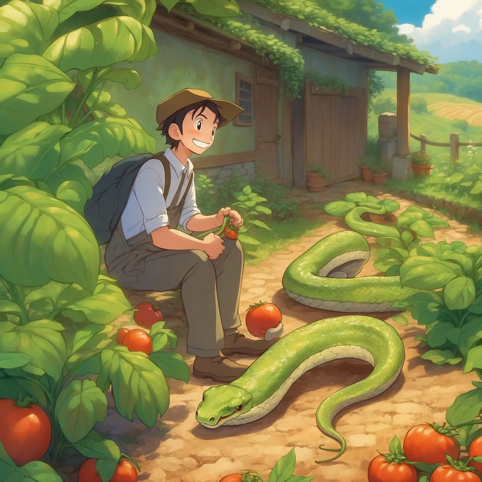 Illustration from the story The Farmer and the Snake