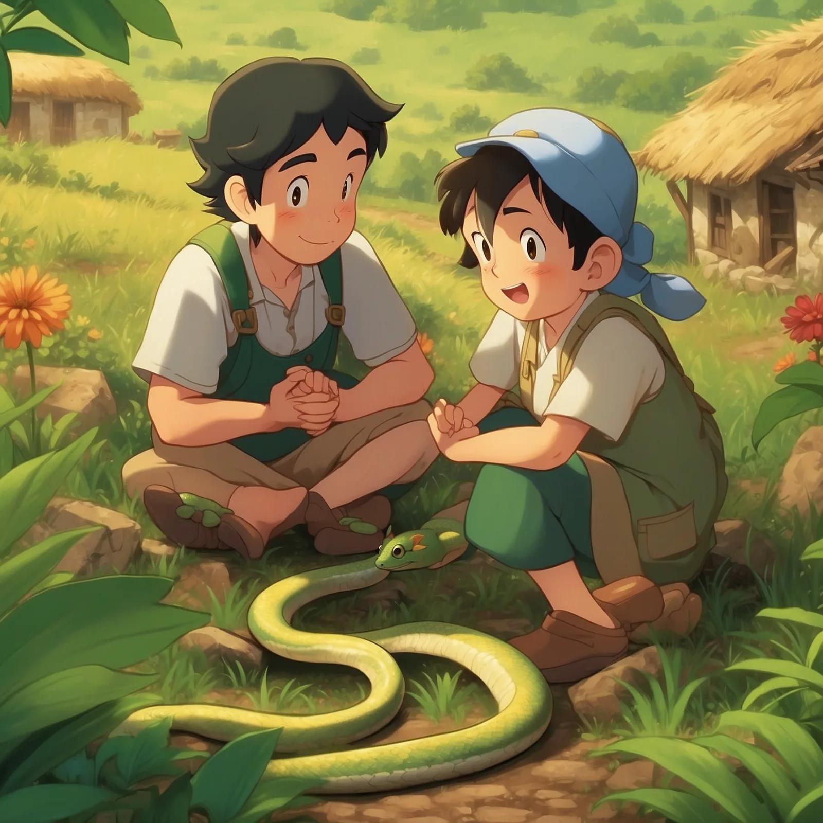 Illustration from the story The Farmer and the Snake