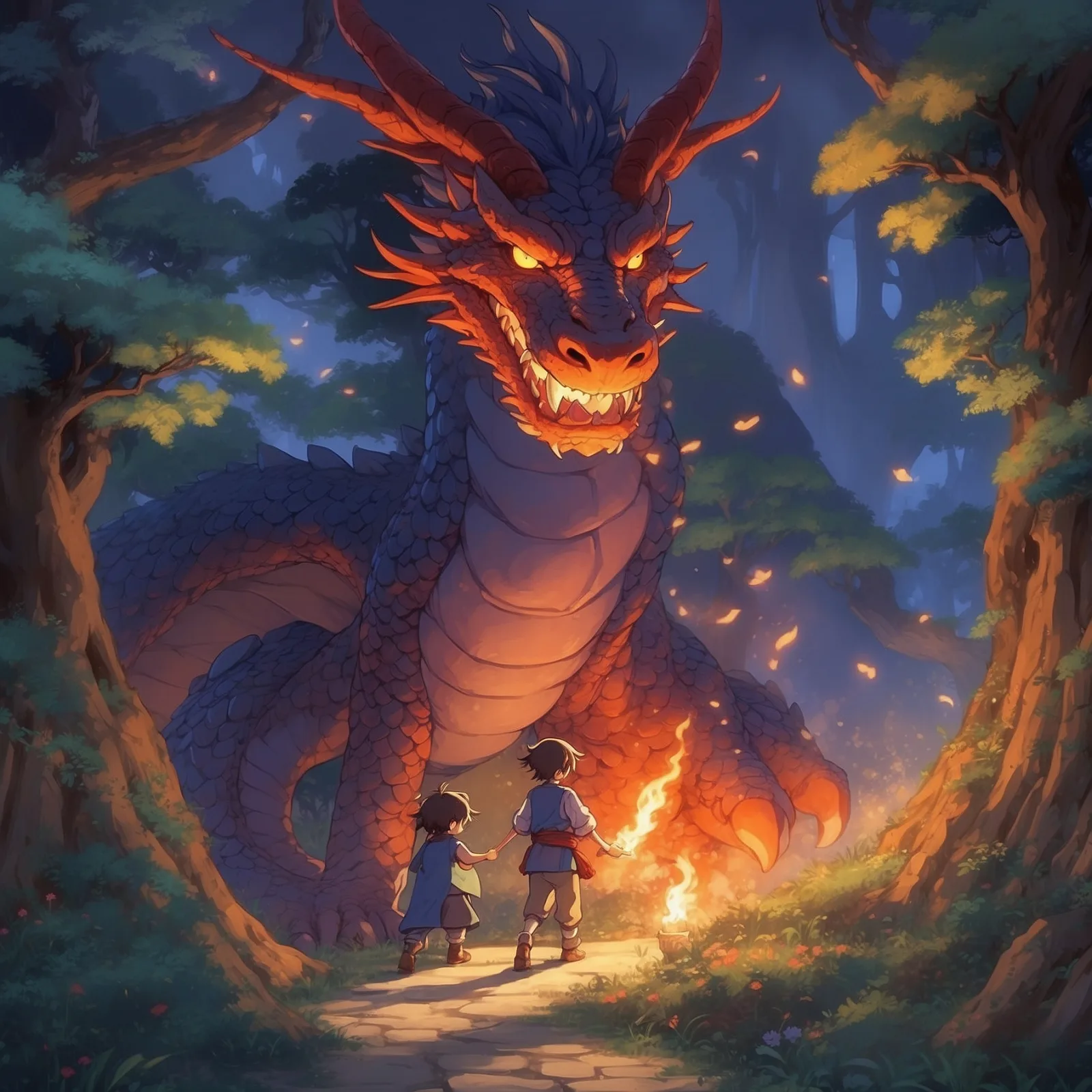 Illustration from the story The Fiery Dragon
