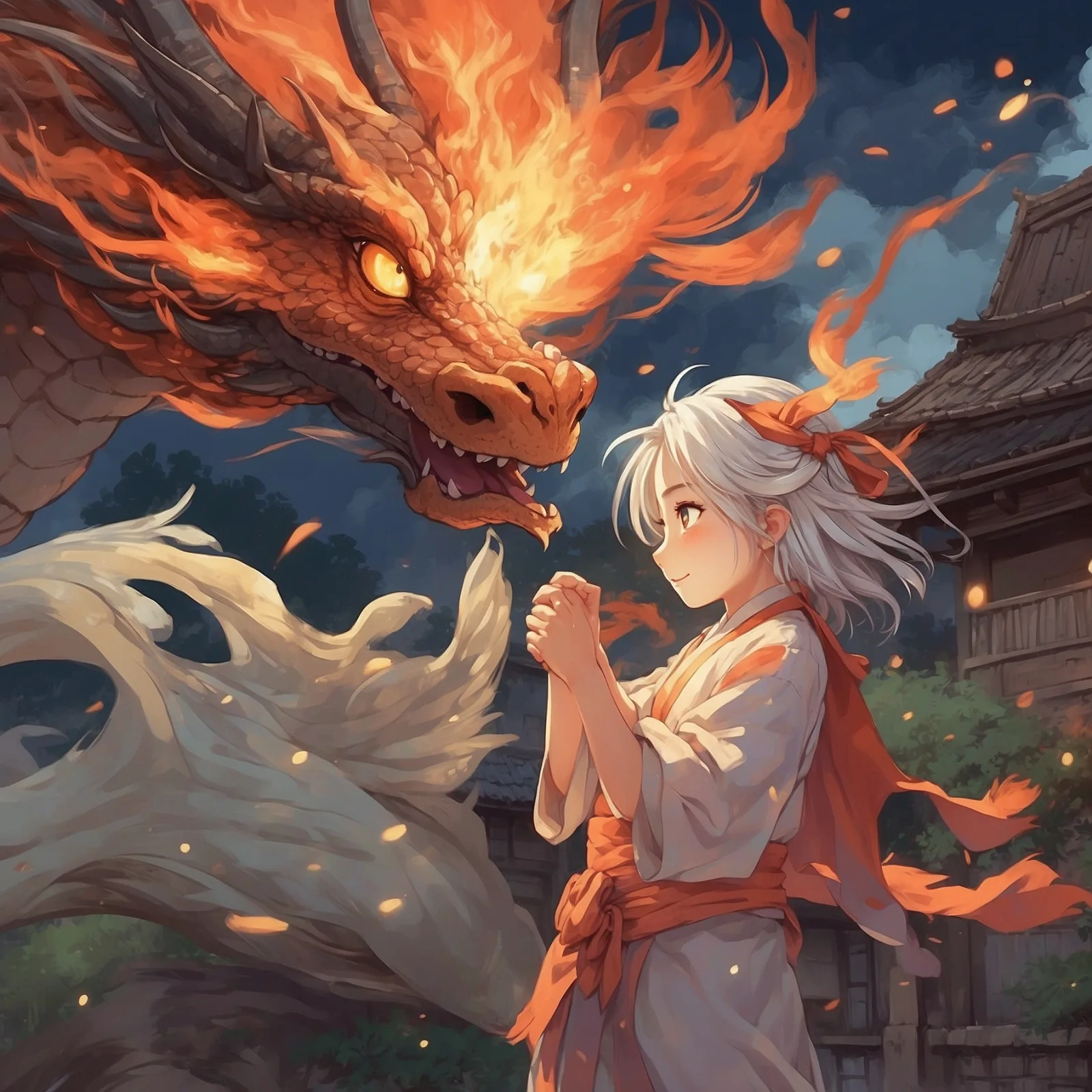 Illustration from the story The Fiery Dragon
