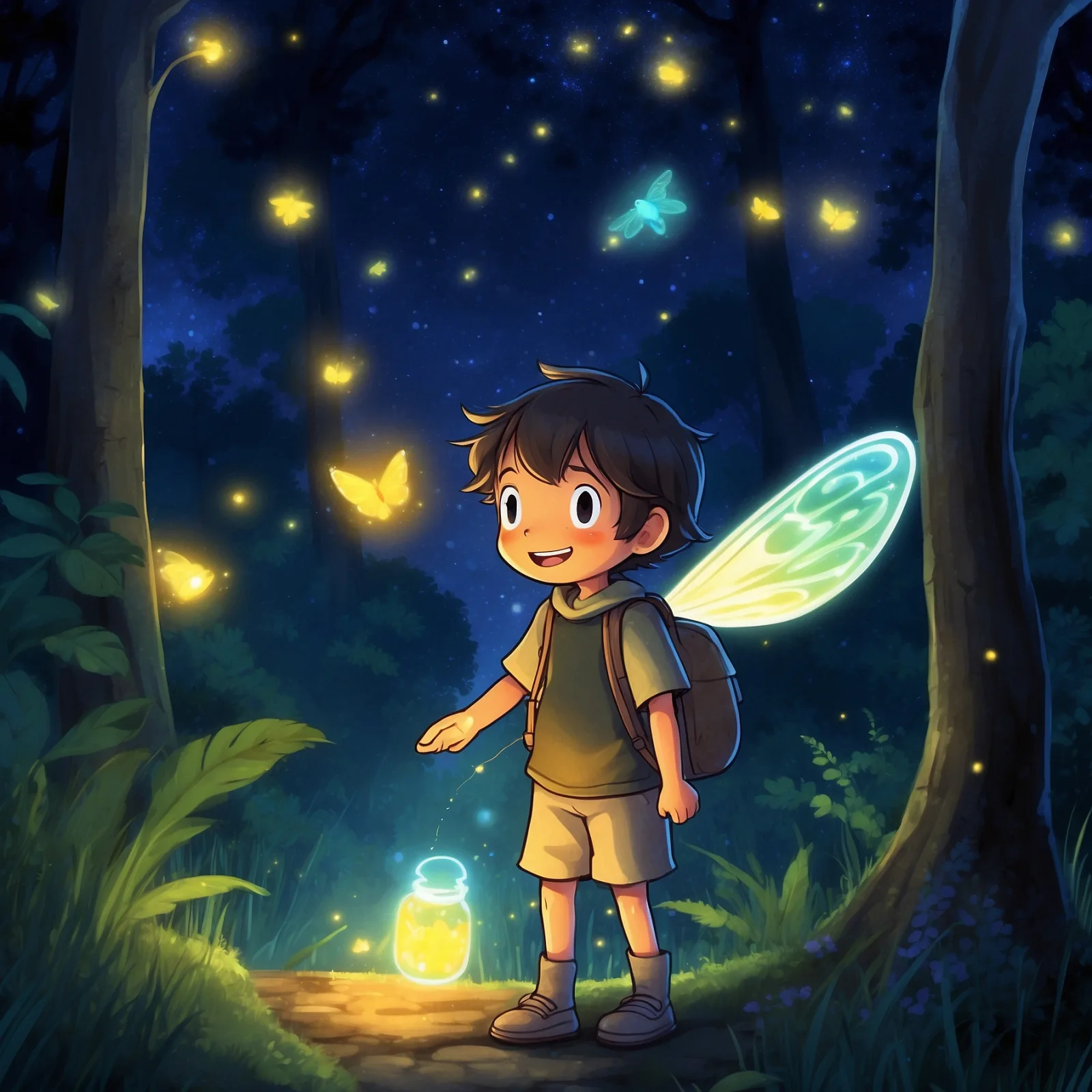 Illustration from the story The Firefly Code and the Starlit Path