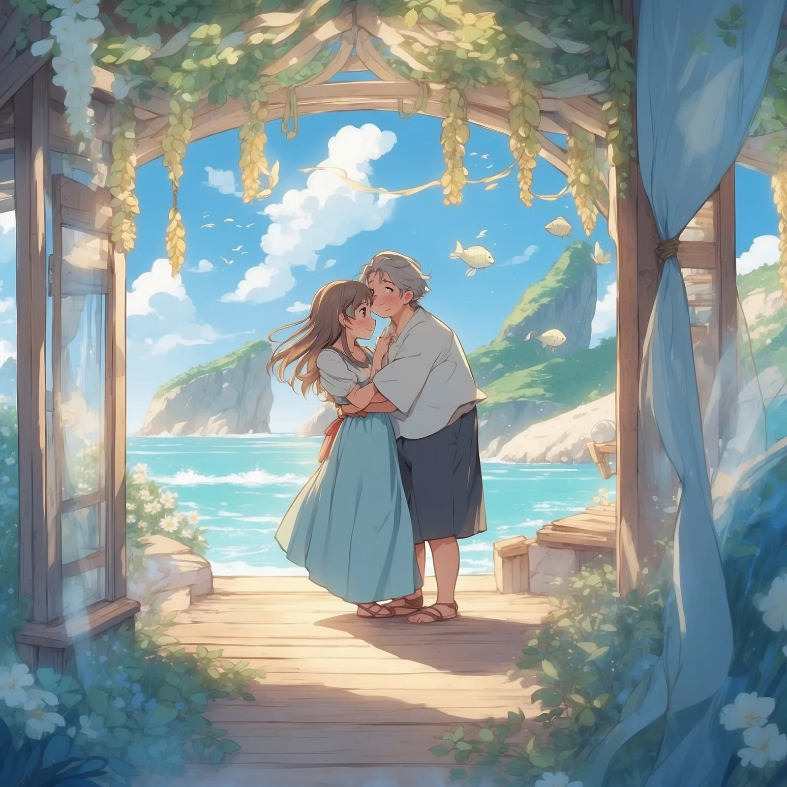 Illustration from the story The Fisherman and His Wife