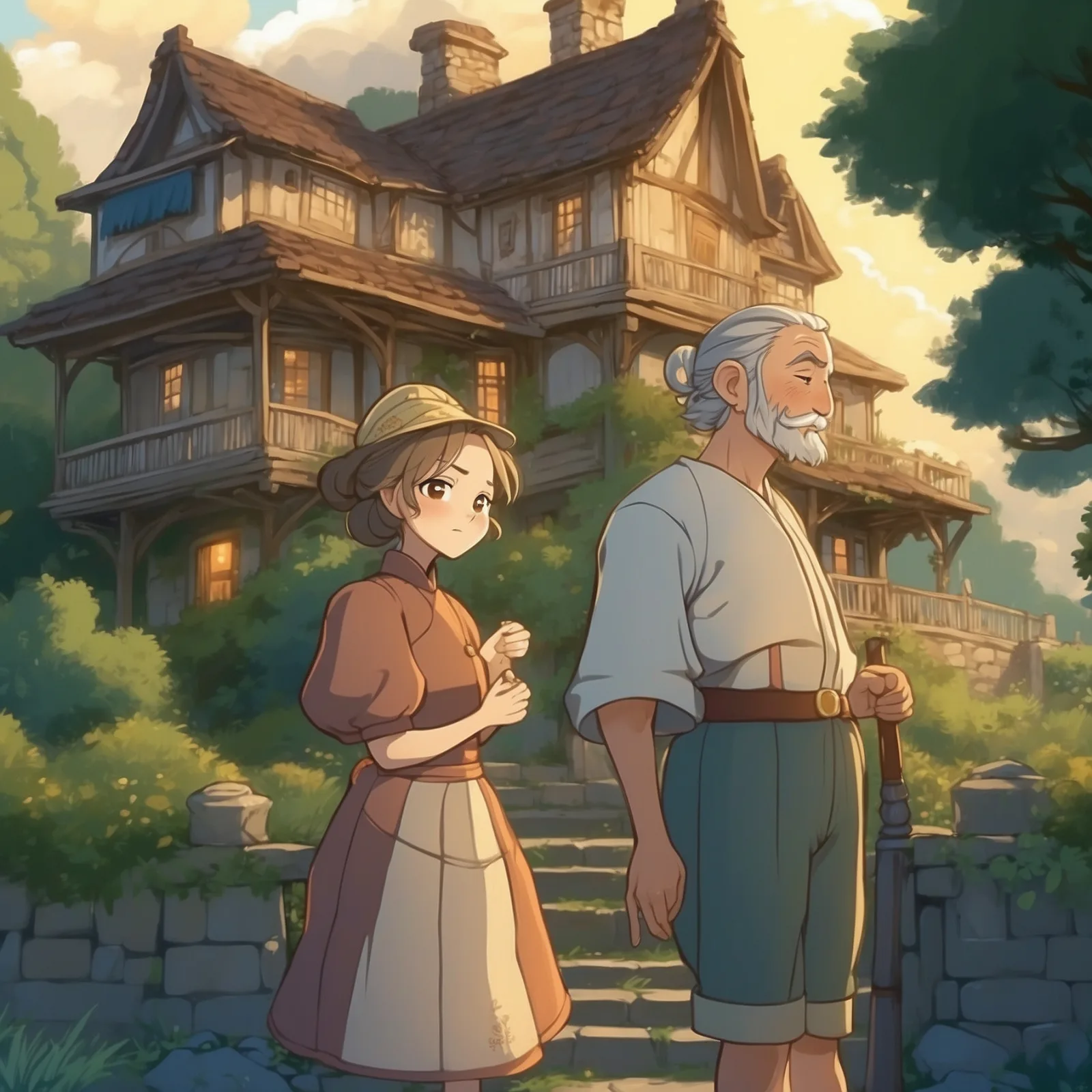 Illustration from the story The Fisherman and His Wife