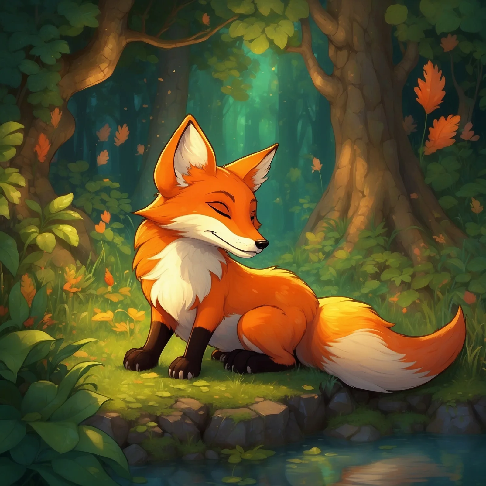Illustration from the story The Fox Without a Tail