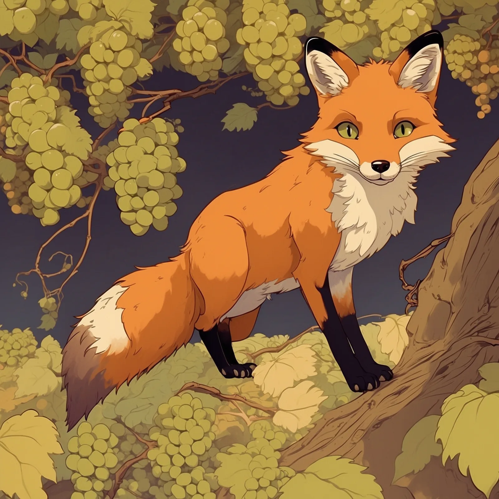 Illustration from the story The Fox and the Grapes
