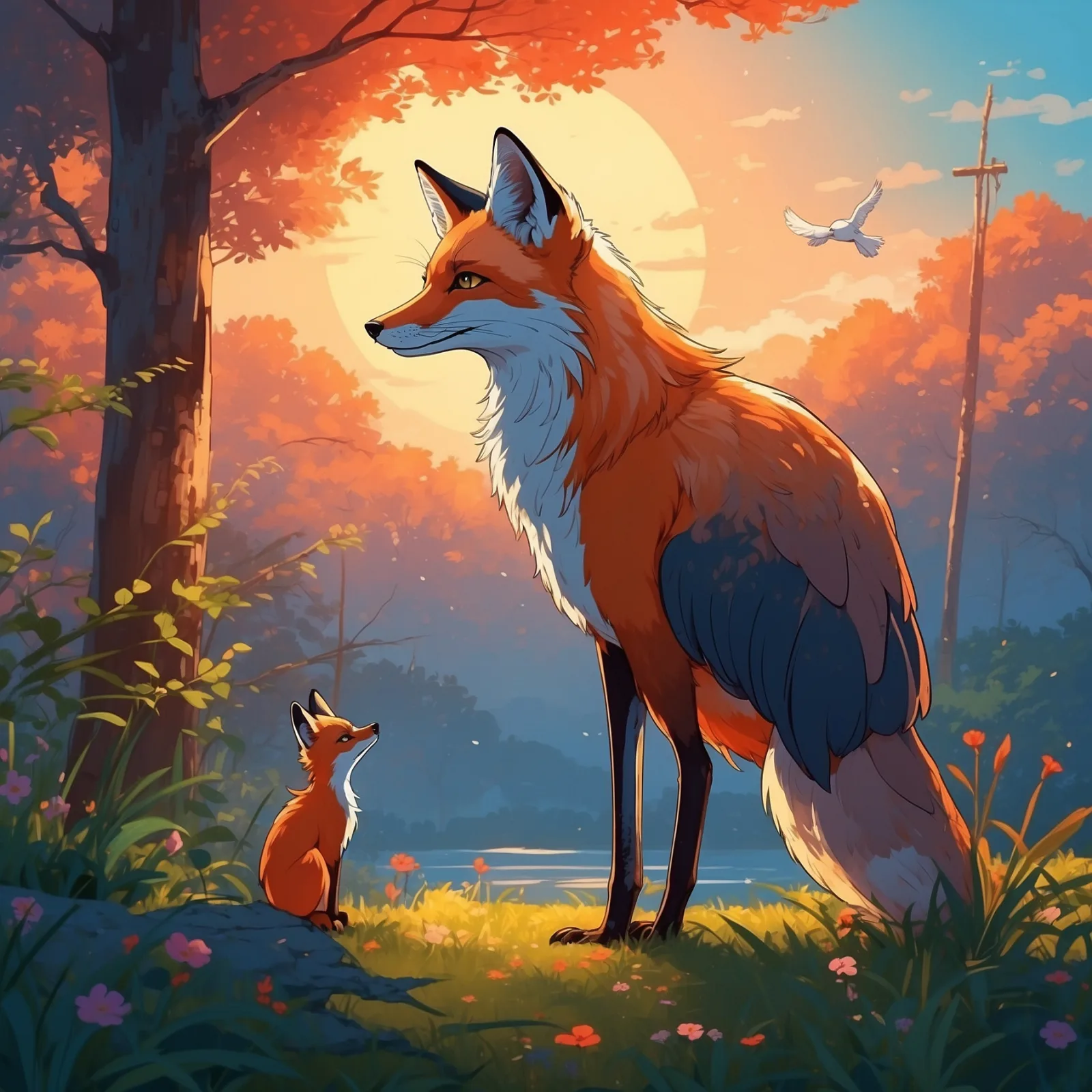 The Fox and the Stork – illustration