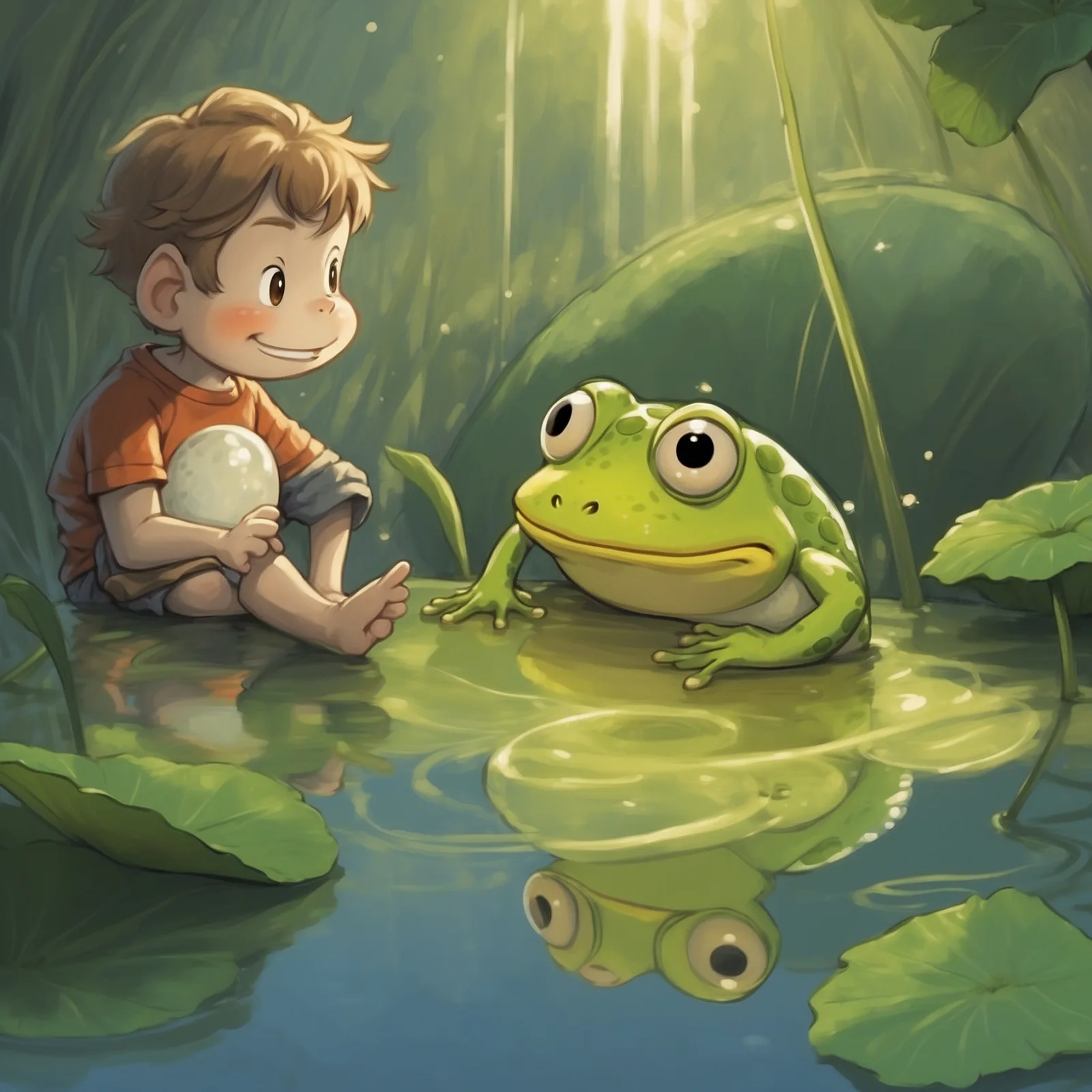 Illustration from the story The Friendly Frog