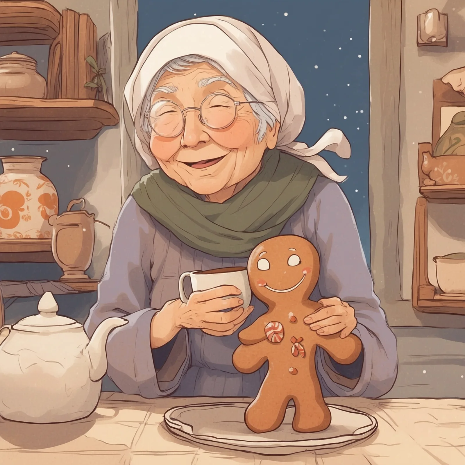 Illustration from the story The Gingerbread Man