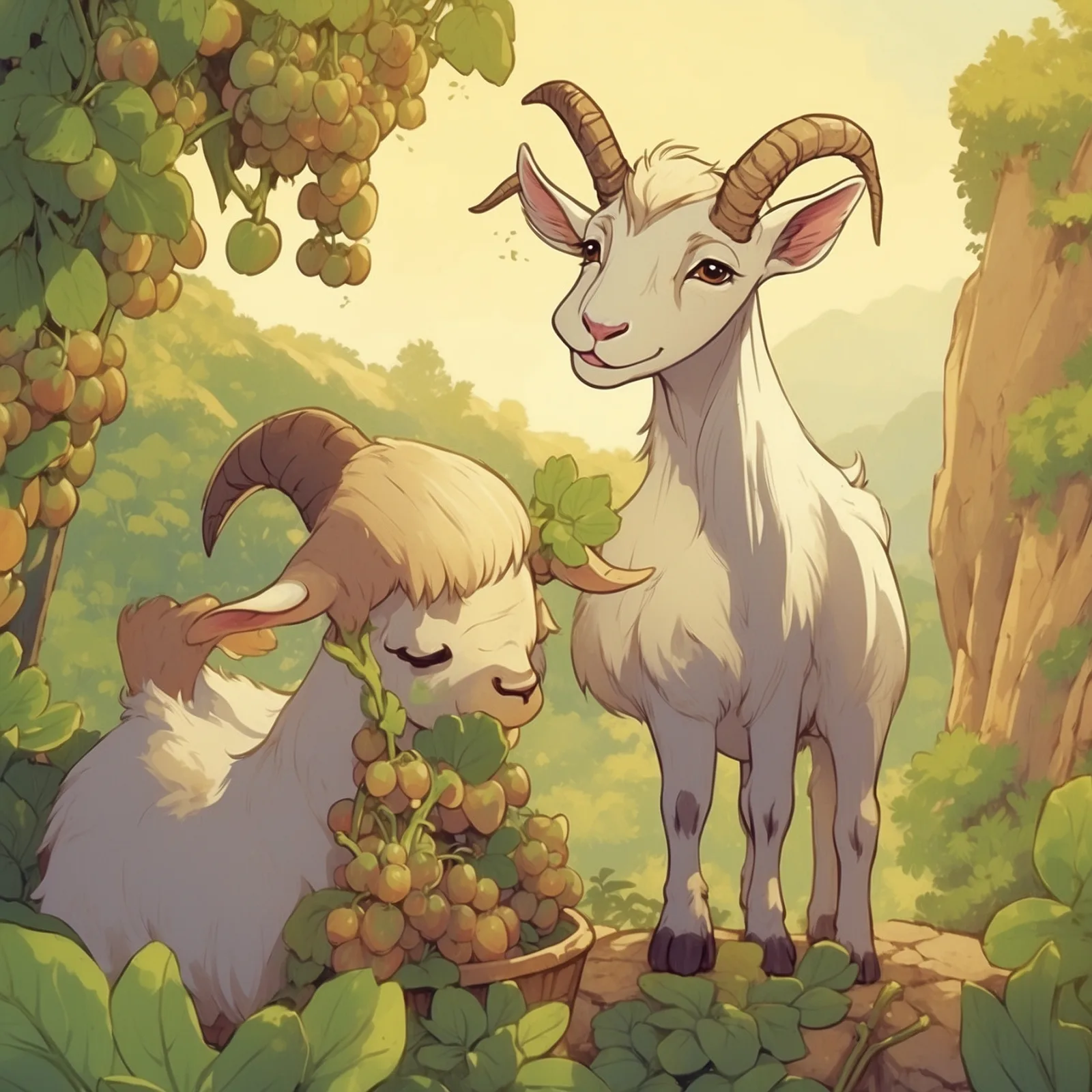 Illustration from the story The Goat and the Vine