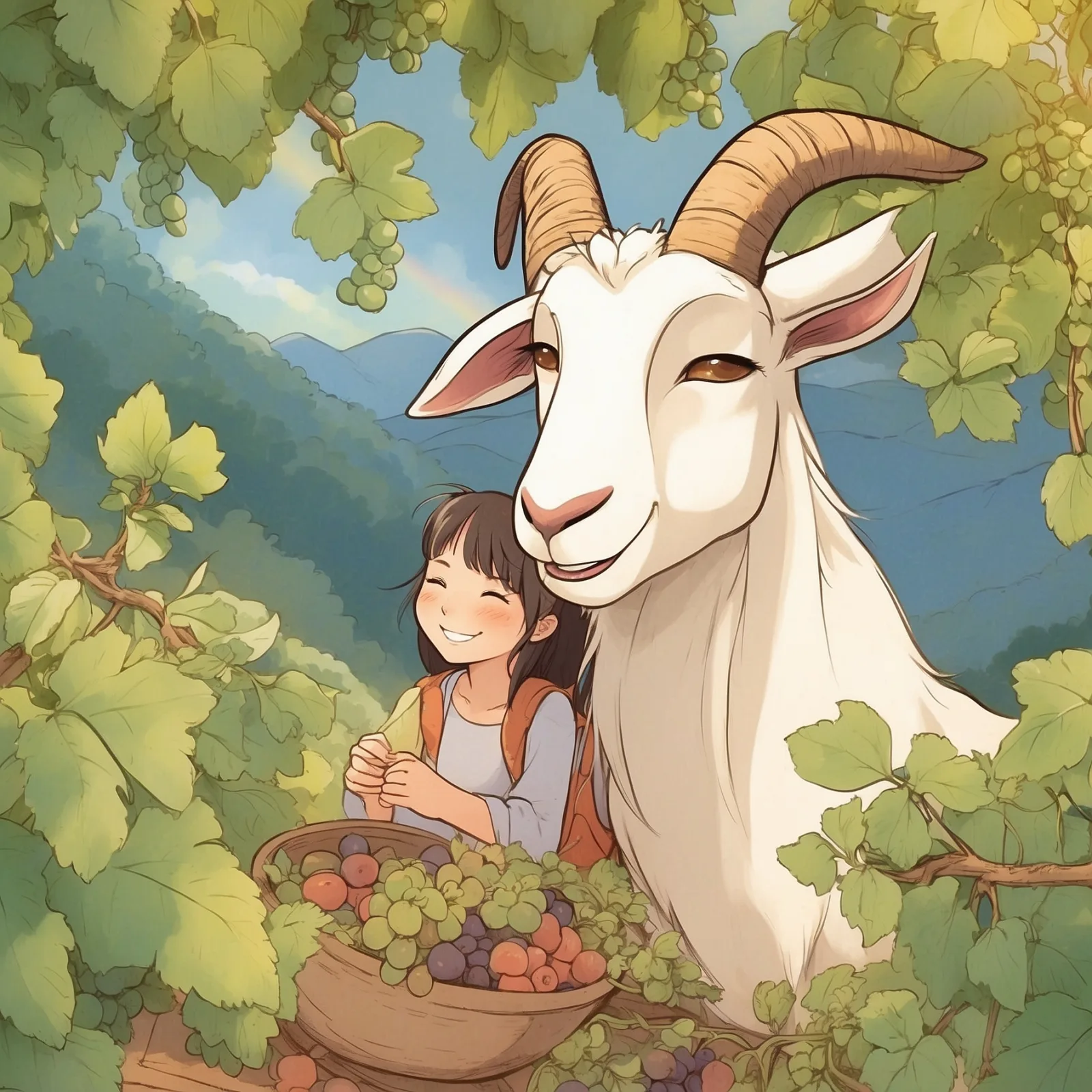Illustration from the story The Goat and the Vine