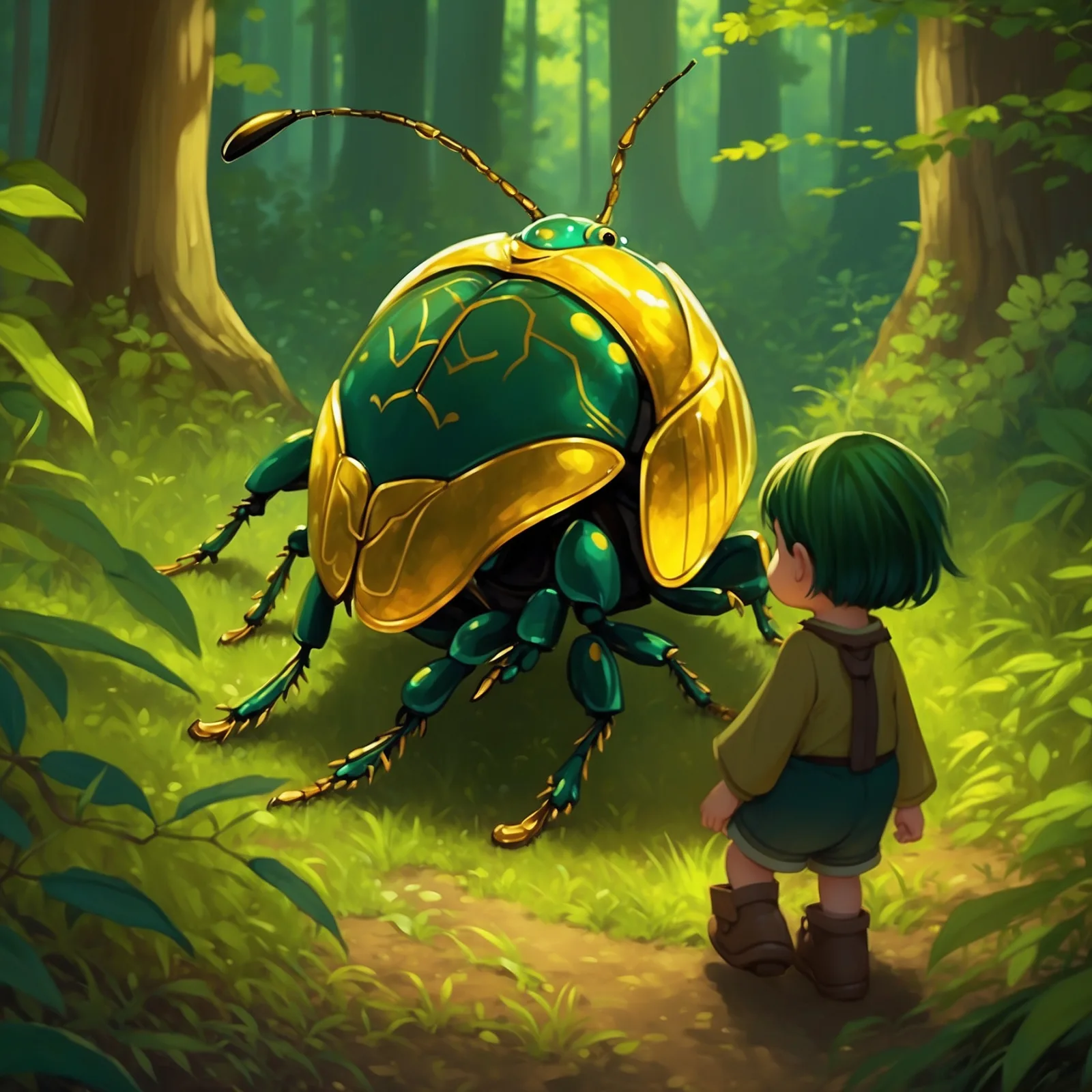 Illustration from the story The Golden Beetle