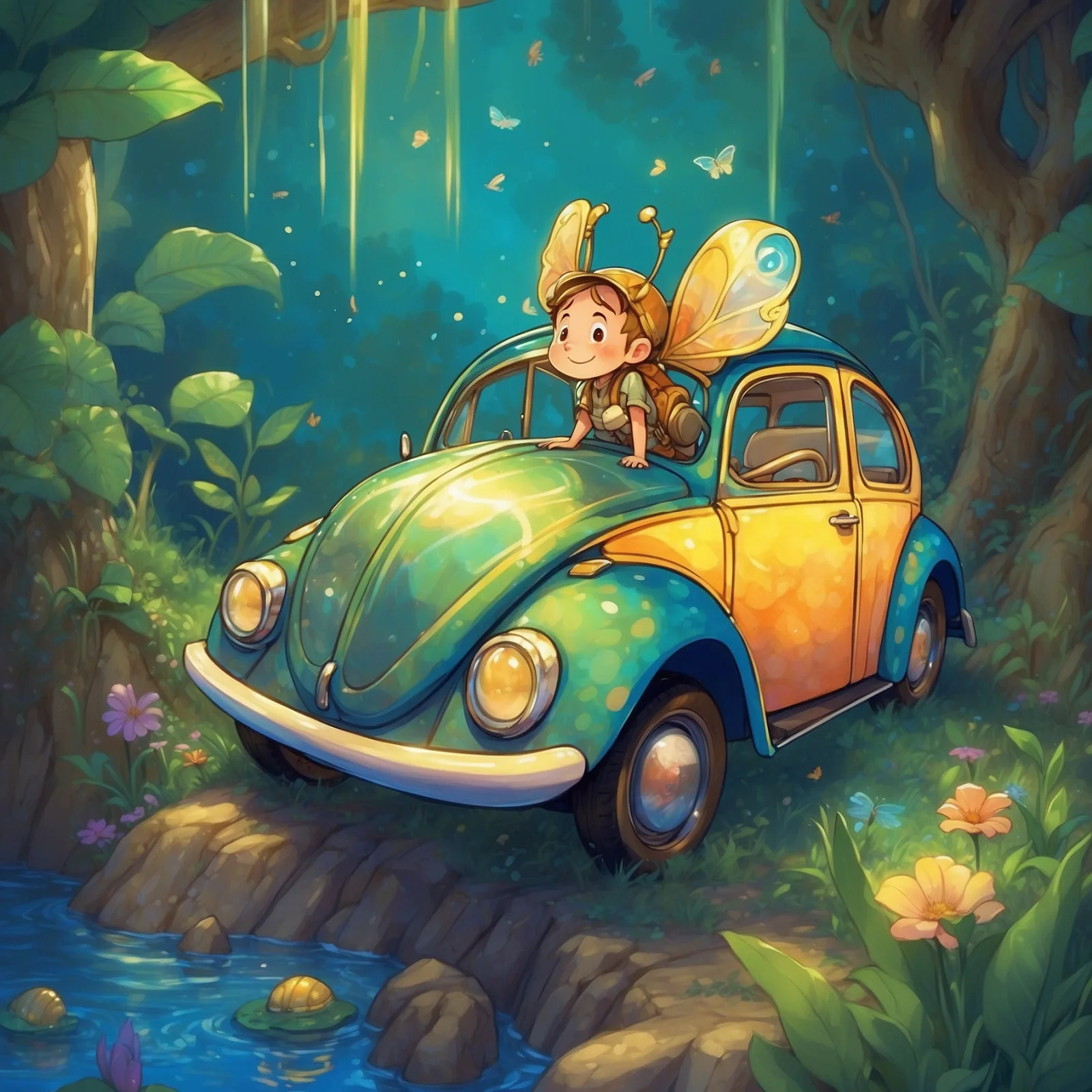 Illustration from the story The Golden Beetle