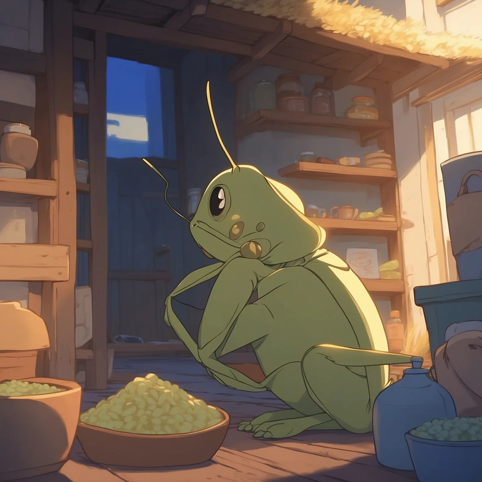 Illustration from the story The Grasshopper and the Ants