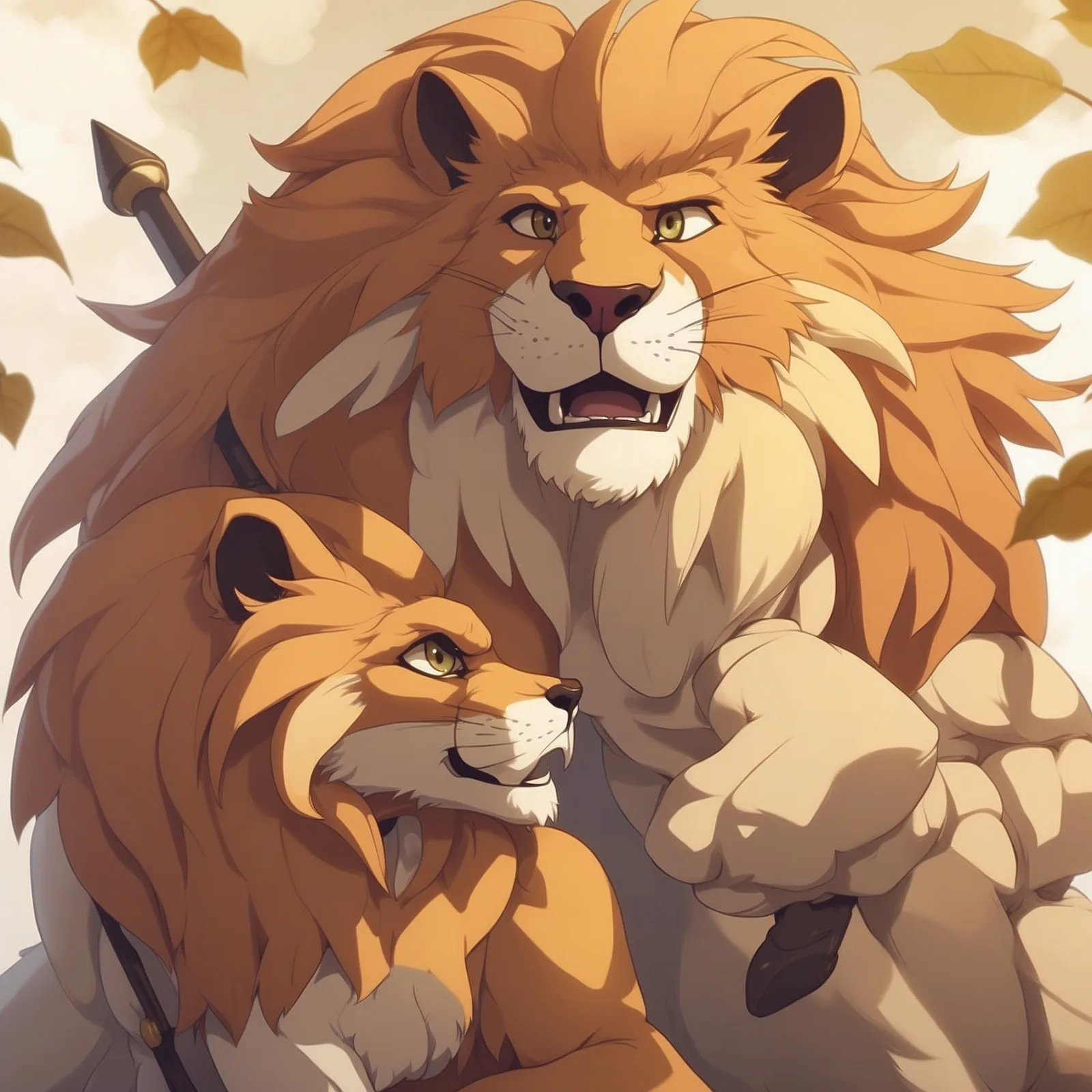 Illustration from the story The Lion and the Fox