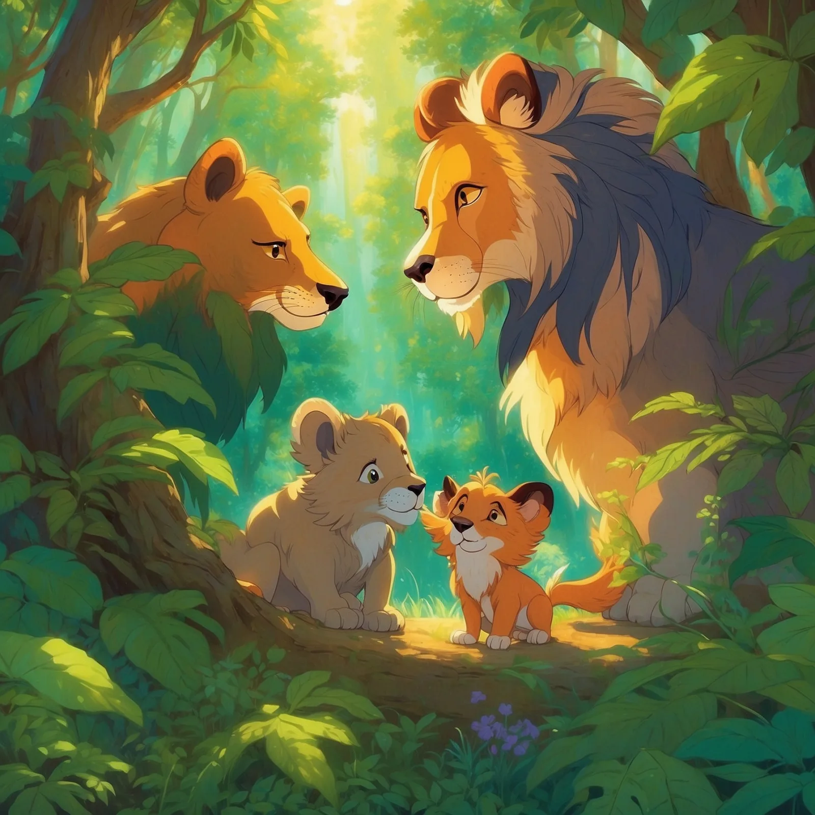Illustration from the story The Lion, the Bear, and the Fox