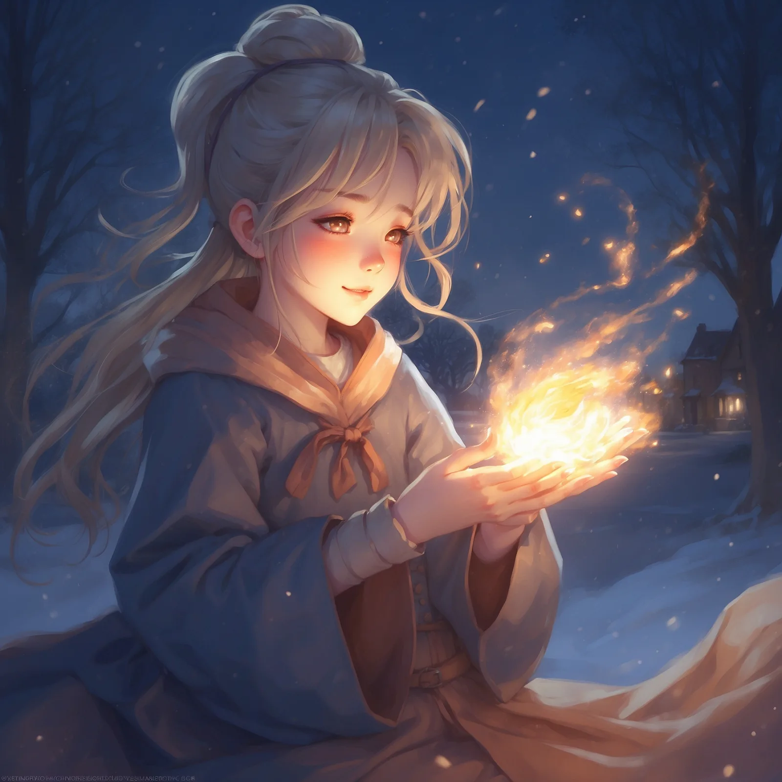 Illustration from the story The Little Match Girl
