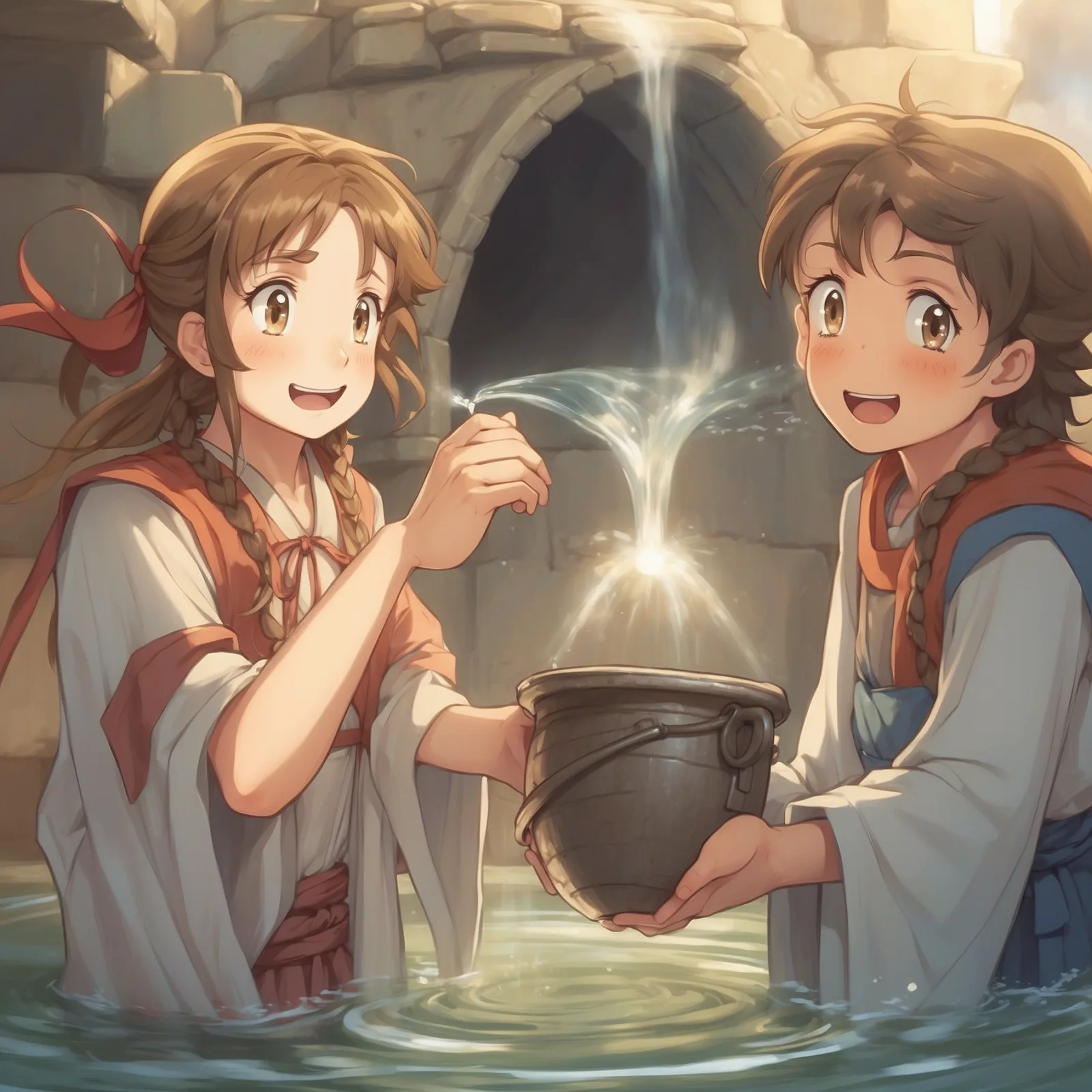Illustration from the story The Miraculous Pitcher