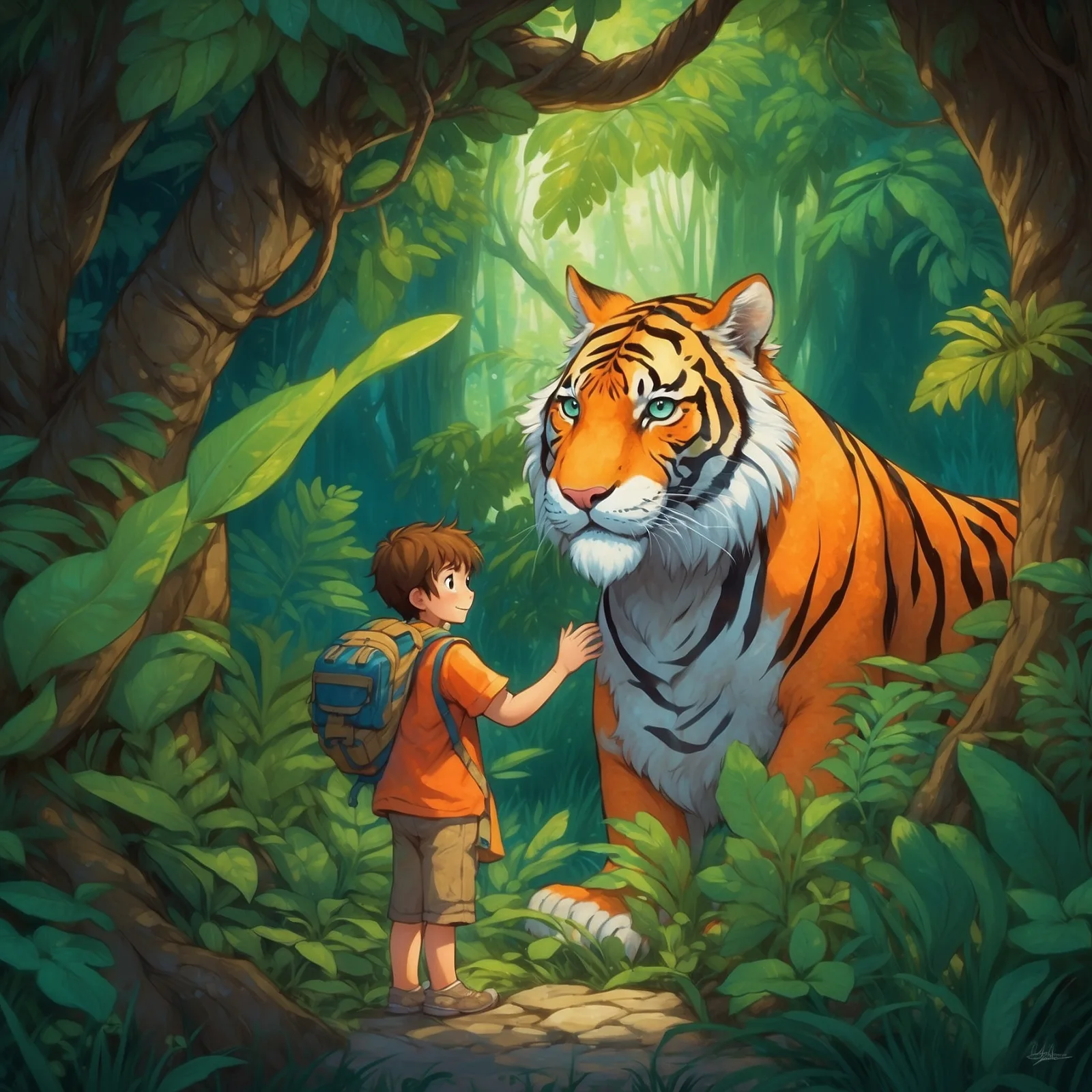 Illustration from the story The Nodding Tiger