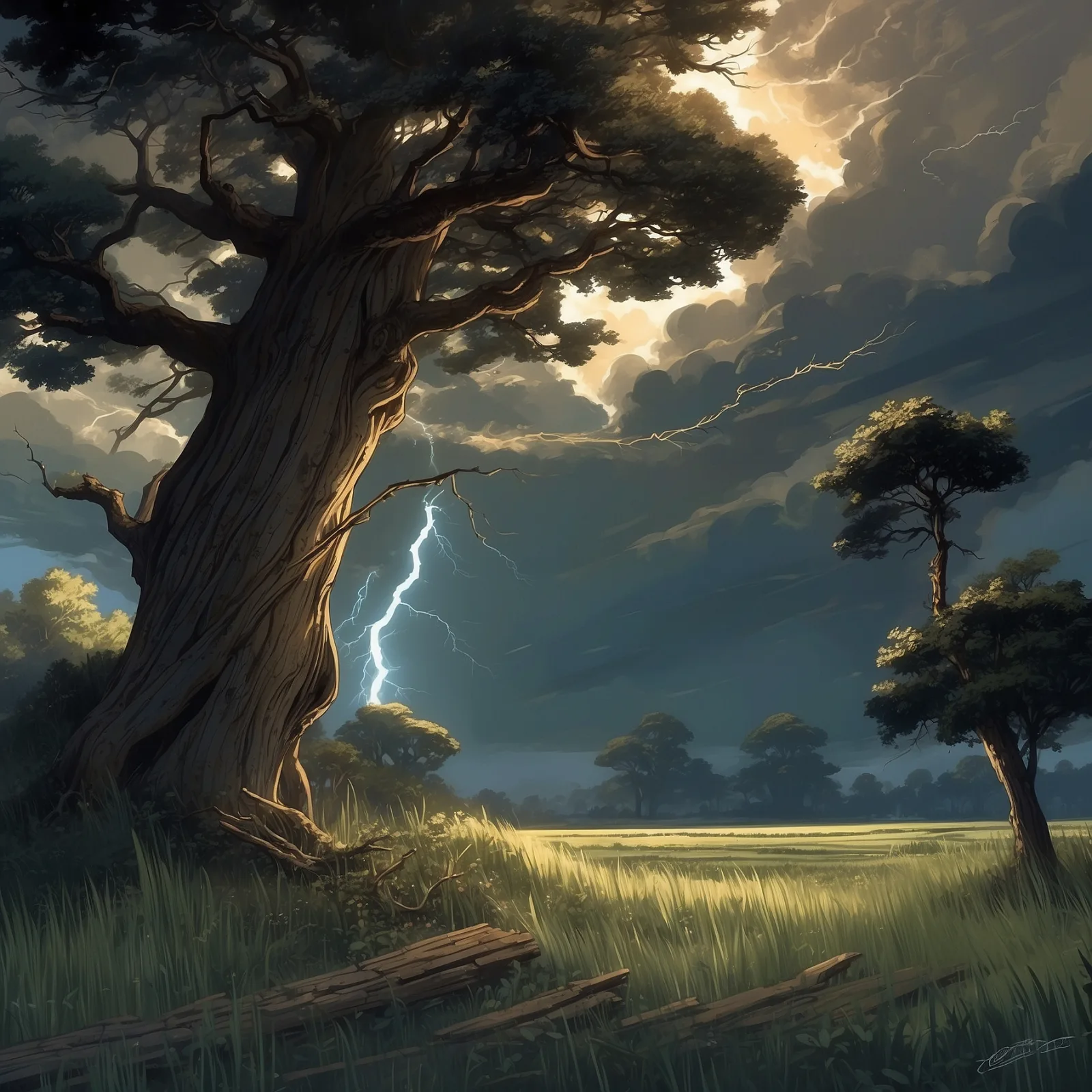 Illustration from the story The Oak and the Reeds
