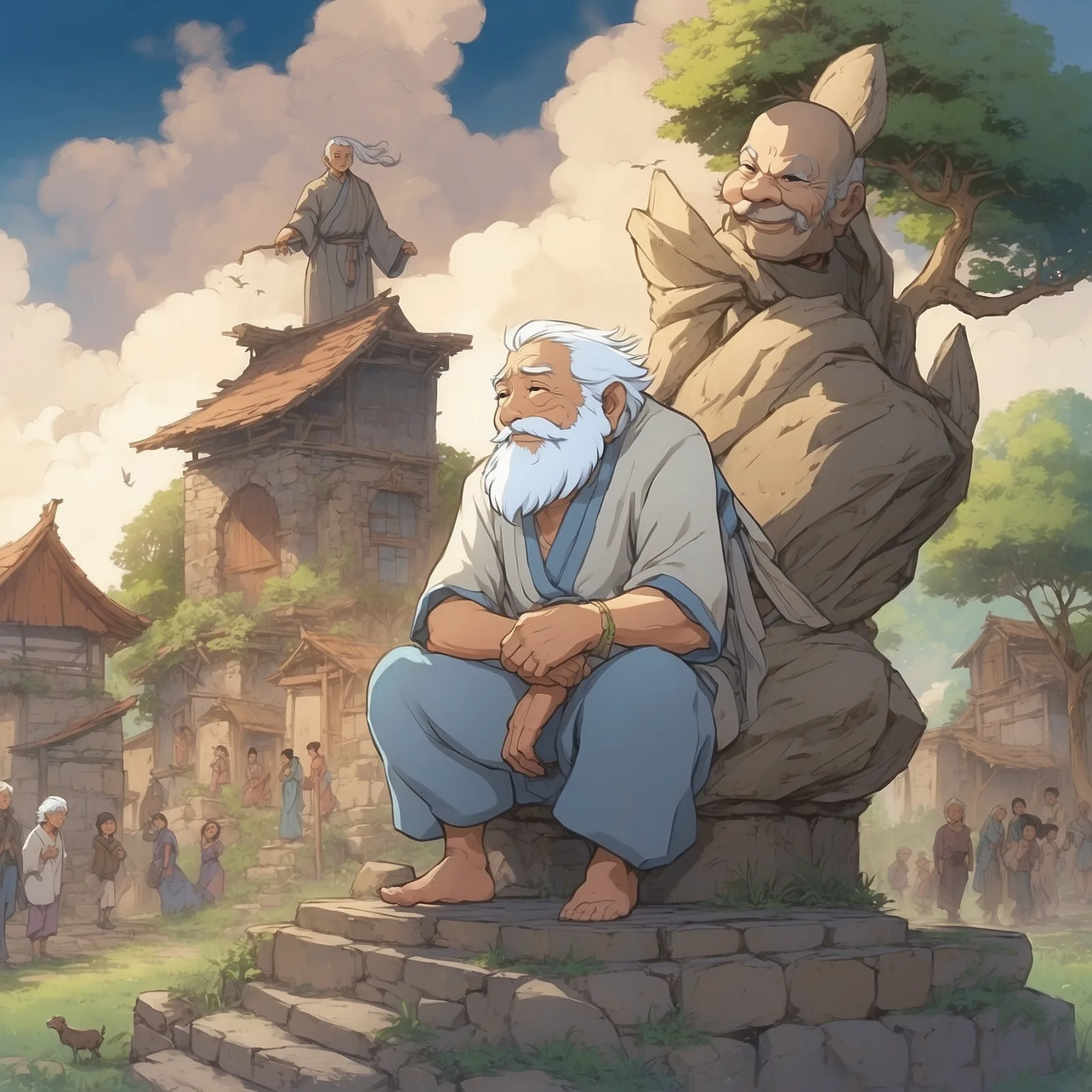 Illustration from the story The Old Man and Death